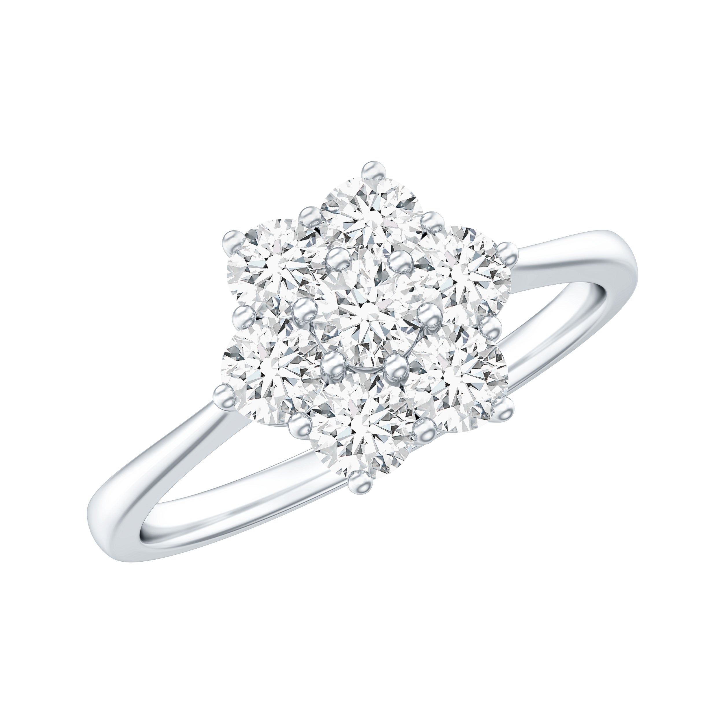 Flower Cluster Lab Grown Diamond Engagement Ring Lab - ( EF-VS ) - Rosec Jewels