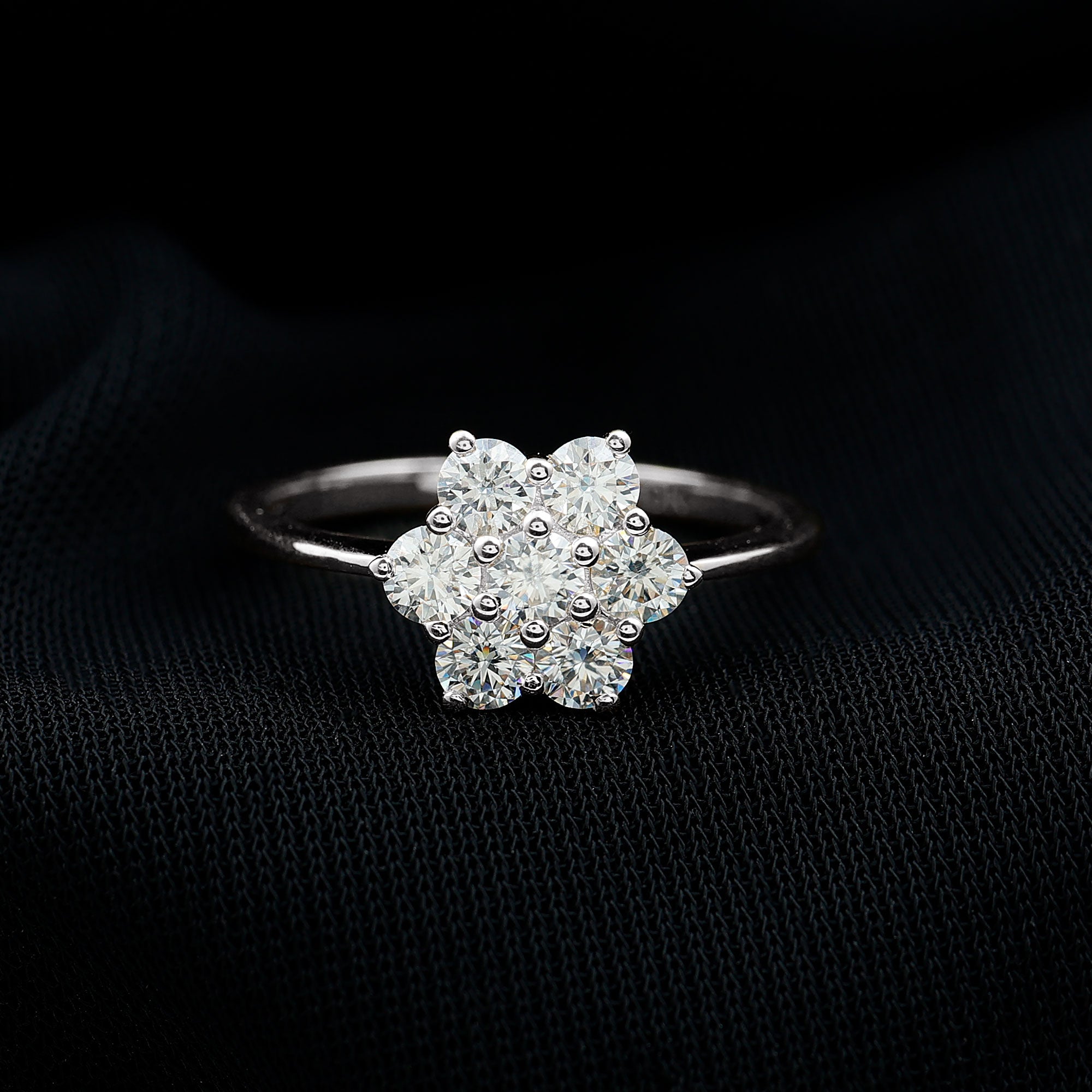 Flower Cluster Lab Grown Diamond Engagement Ring Lab - ( EF-VS ) - Rosec Jewels