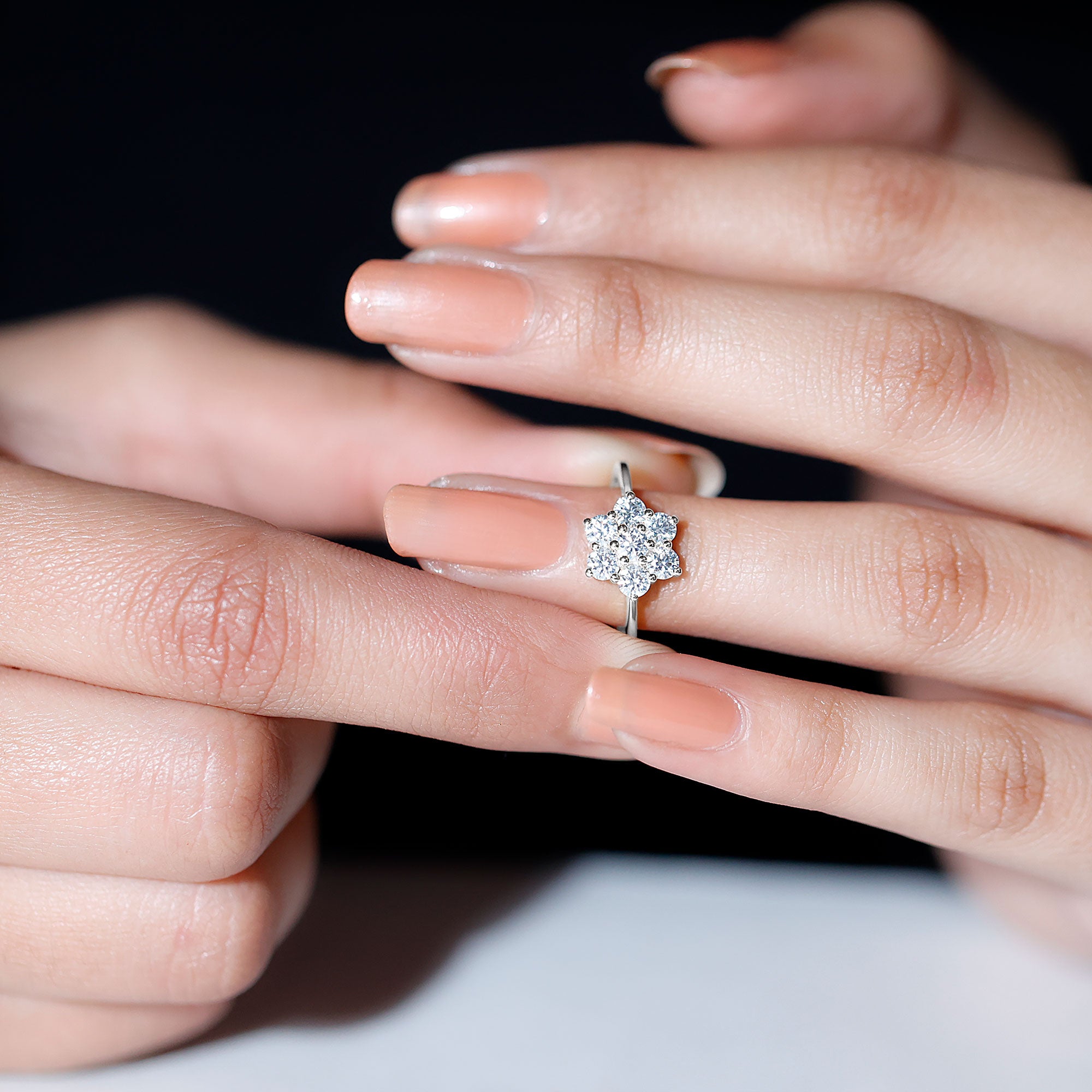 Rosec Jewels-Flower Cluster Lab Grown Diamond Engagement Ring