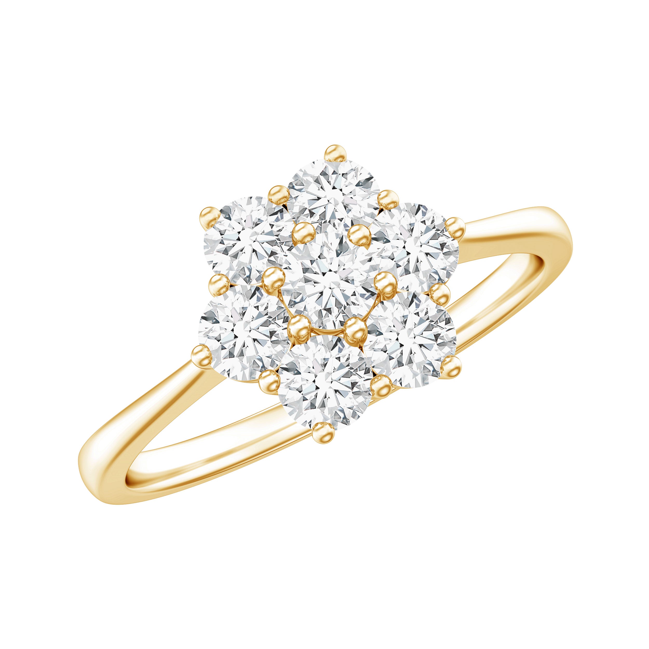 Flower Cluster Lab Grown Diamond Engagement Ring Lab - ( EF-VS ) - Rosec Jewels