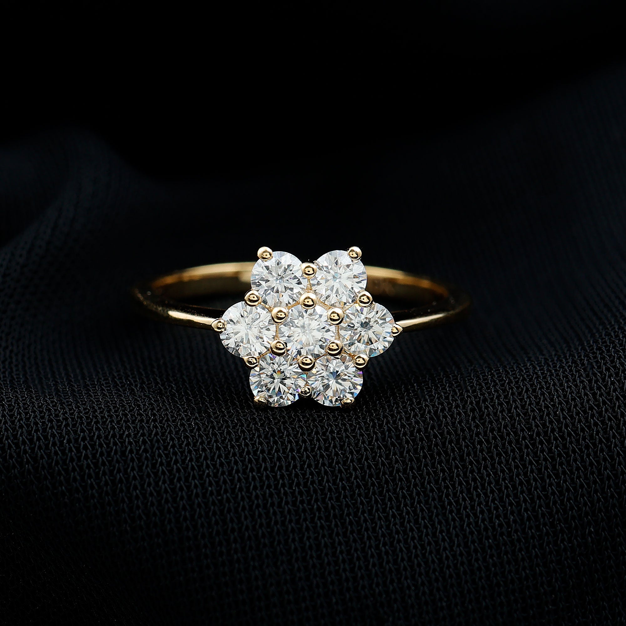 Flower Cluster Lab Grown Diamond Engagement Ring Lab - ( EF-VS ) - Rosec Jewels