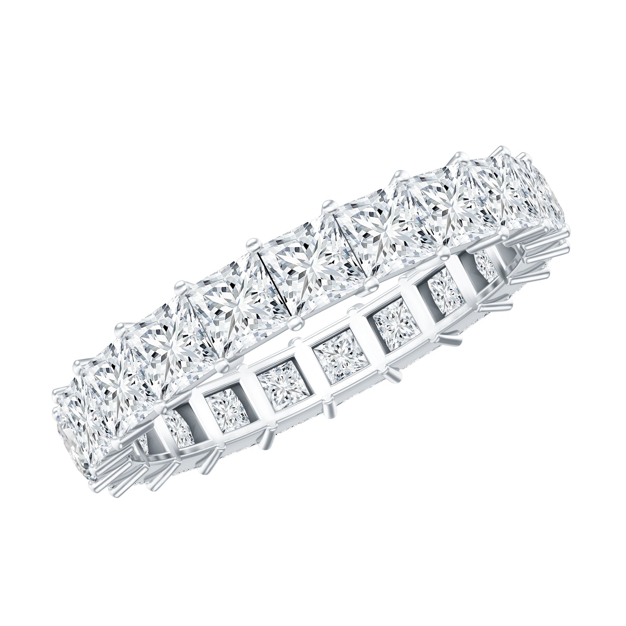Certified Lab Grown Diamond Princess Cut Wedding Ring Lab - ( EF-VS ) - Rosec Jewels