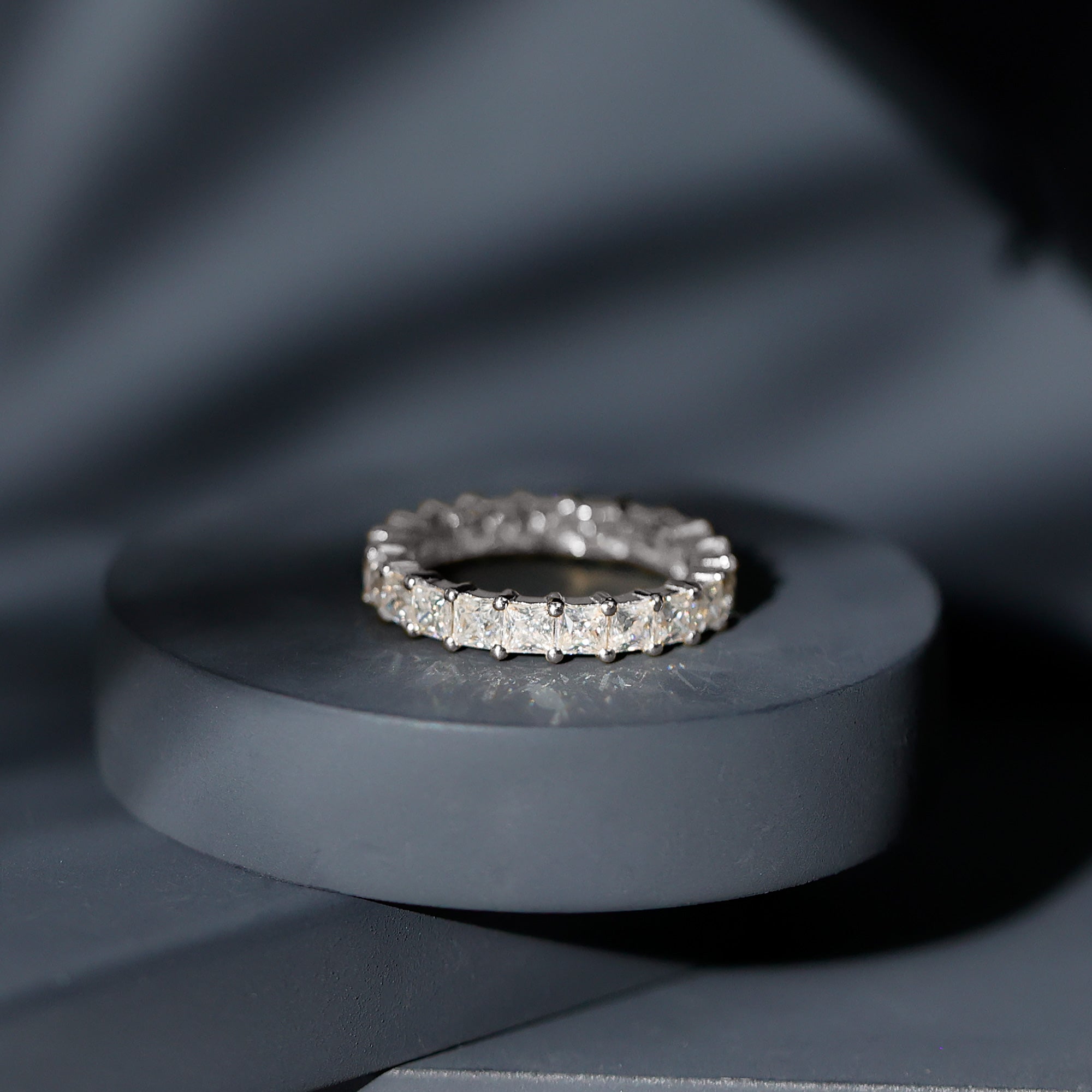 Certified Lab Grown Diamond Princess Cut Wedding Ring Lab - ( EF-VS ) - Rosec Jewels