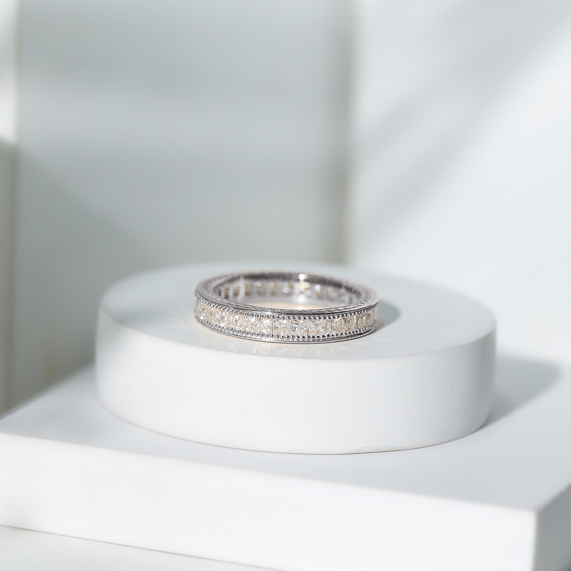 Certified Lab Created Diamond Princess Cut Wedding Band Lab - ( EF-VS ) - Rosec Jewels