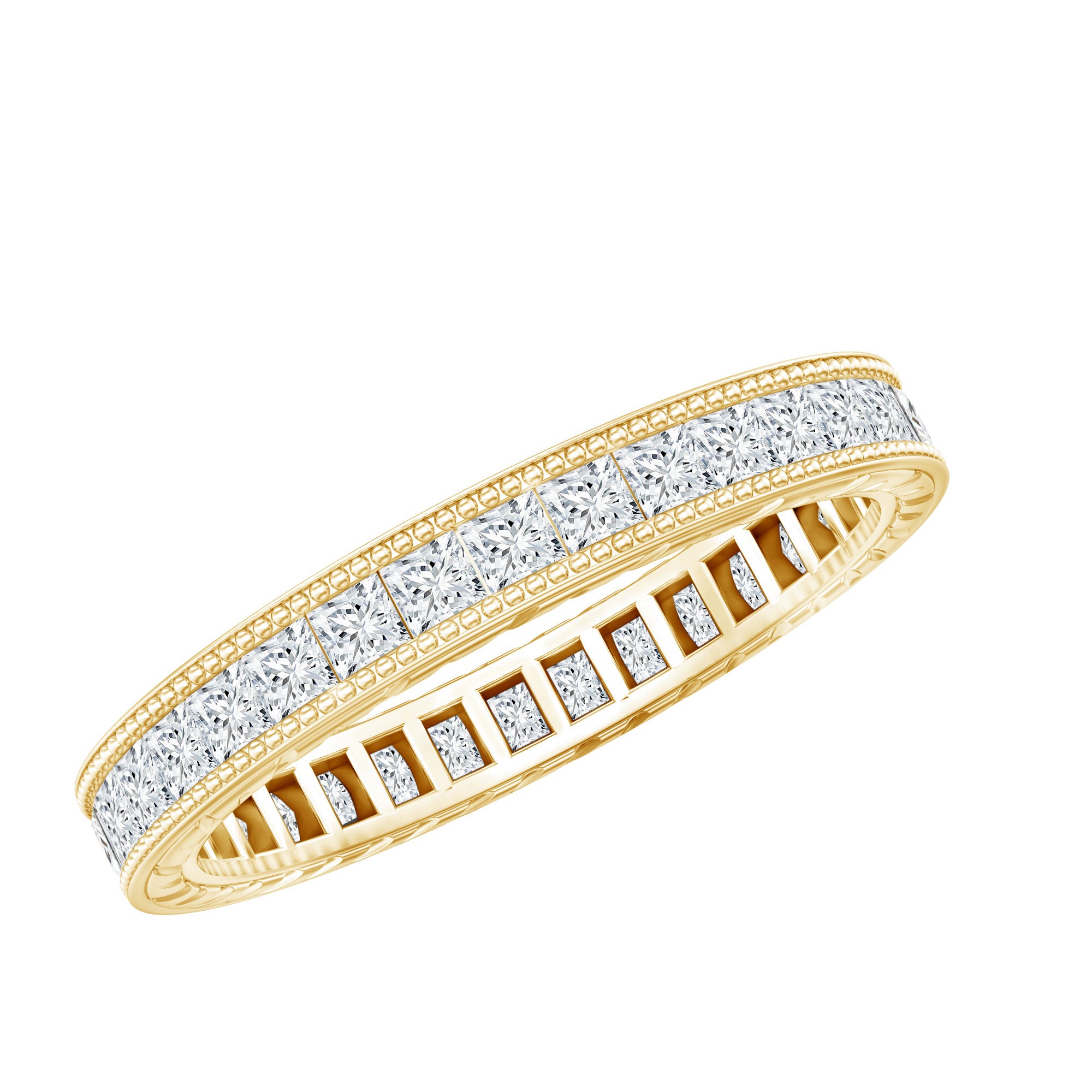 Certified Lab Created Diamond Princess Cut Wedding Band Lab - ( EF-VS ) - Rosec Jewels