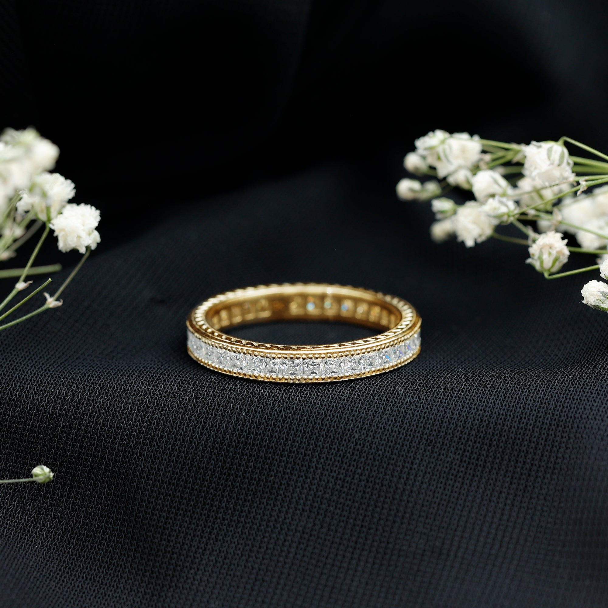 Certified Lab Created Diamond Princess Cut Wedding Band Lab - ( EF-VS ) - Rosec Jewels