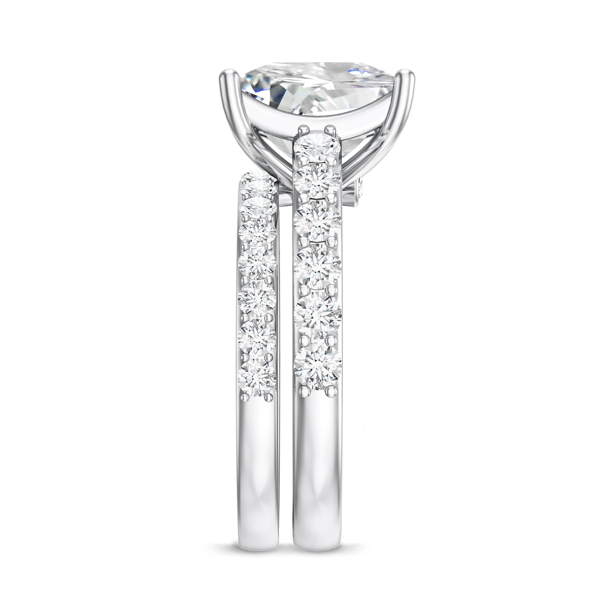 4 Carat IGI Certified Lab Grown Diamond Princess Cut Bridal Ring Set Lab - ( EF-VS ) - Rosec Jewels