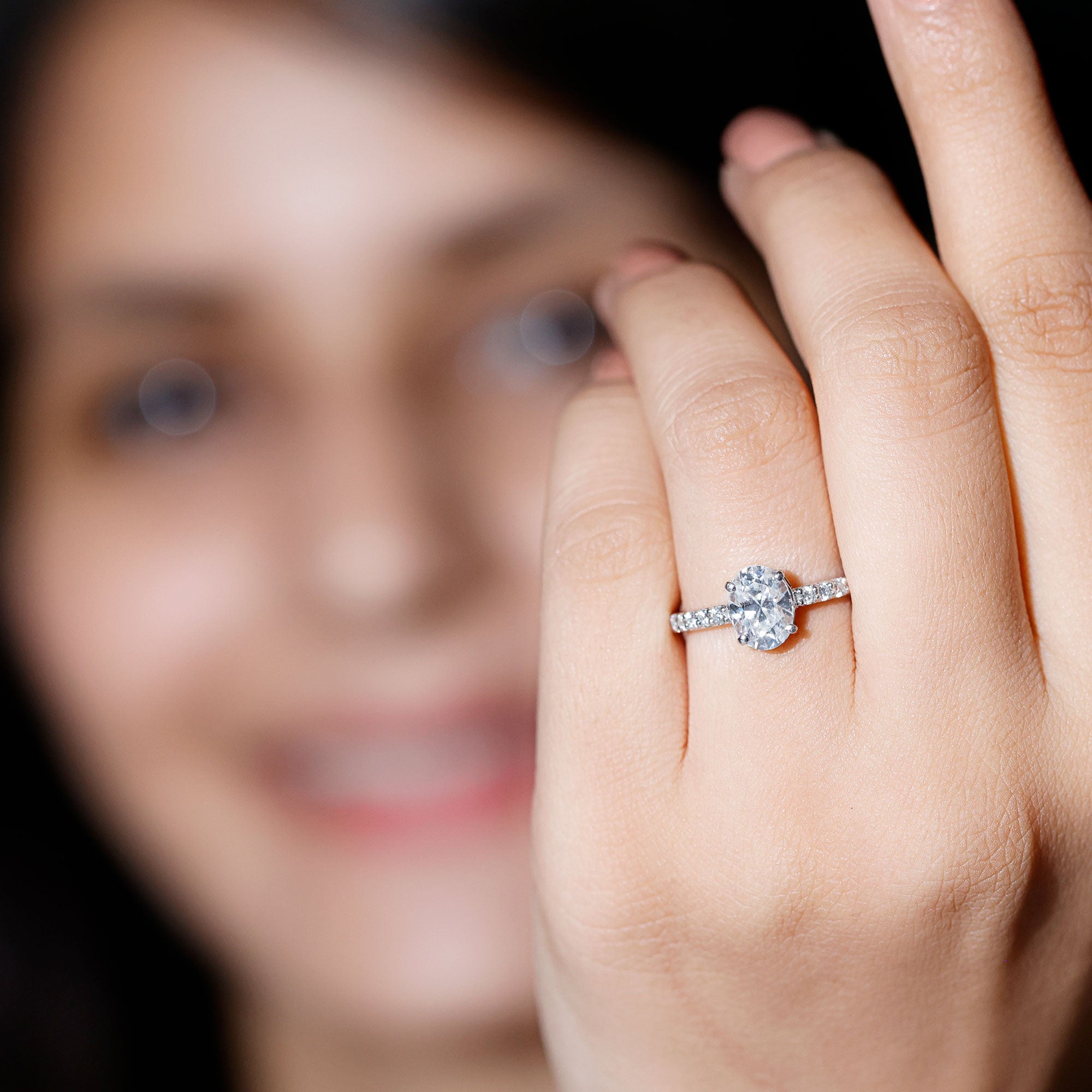 1.2 Carat Oval Shaped Lab Grown Diamond Engagement Ring with IGI Certificate Lab - ( EF-VS ) - Rosec Jewels