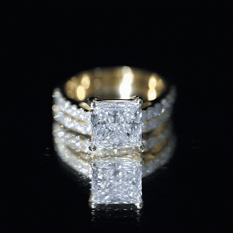 IGI Certified 4 Carat Princess Cut Lab Grown Diamond Engagement Ring With Wedding Band Lab - ( E-VS1 ) - Rosec Jewels