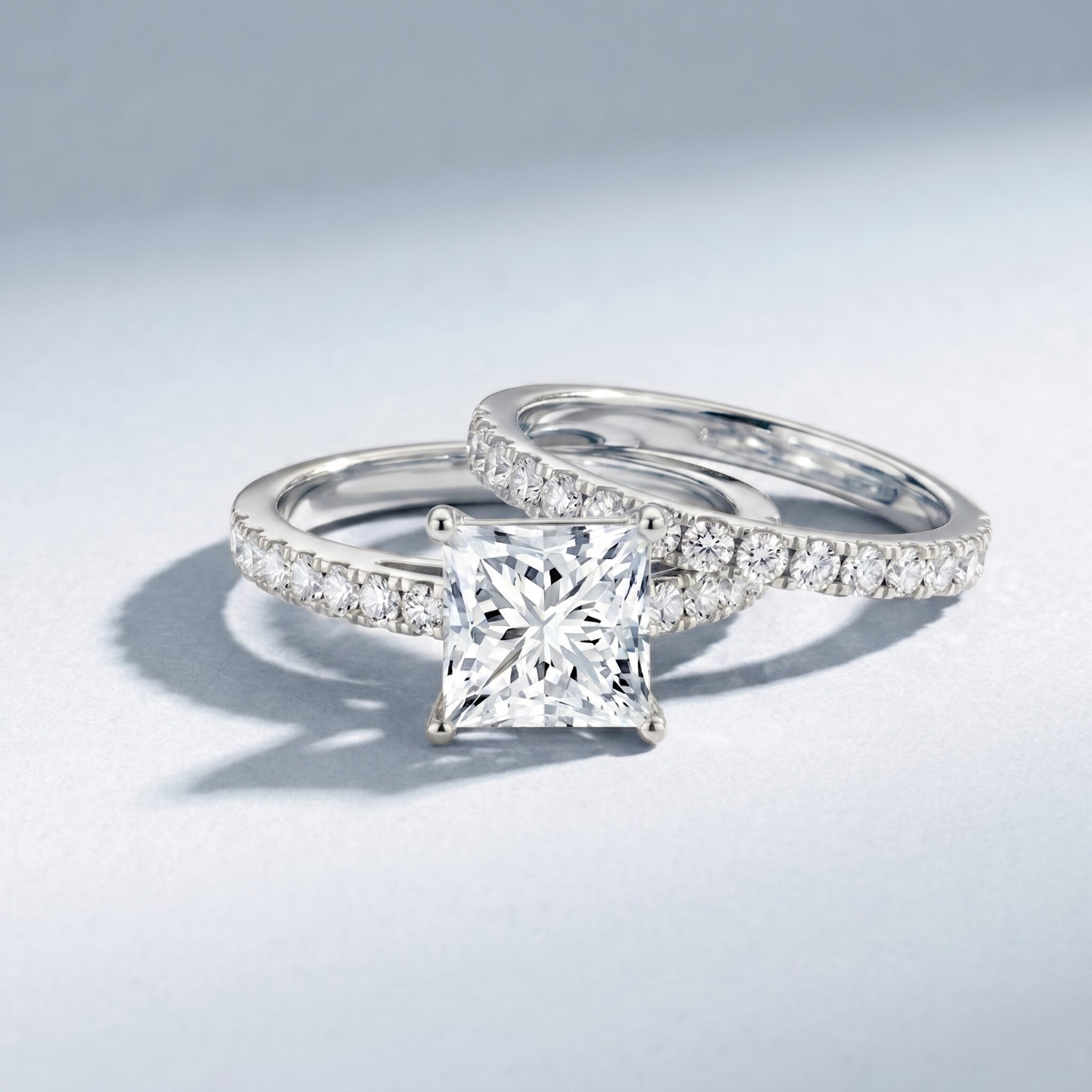 IGI Certified Huge 5 Carat Lab Grown Diamond Engagement Wedding Ring Set Lab - ( E-VS1 ) - Rosec Jewels