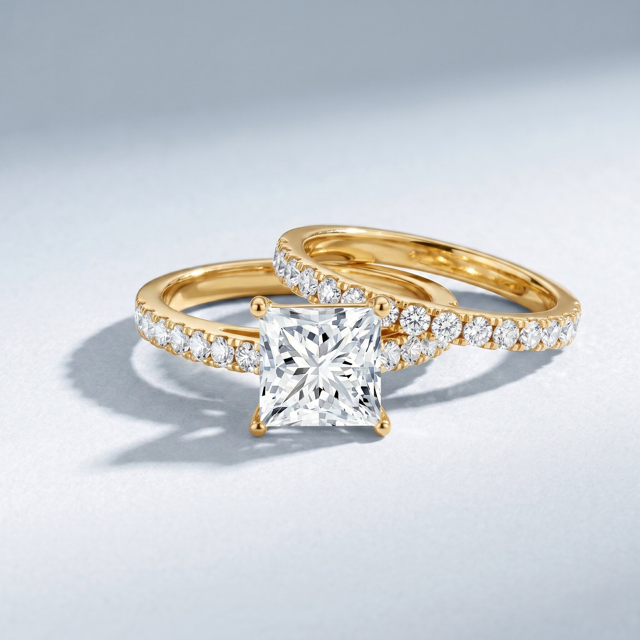 IGI Certified Huge 5 Carat Lab Grown Diamond Engagement Wedding Ring Set Lab - ( E-VS1 ) - Rosec Jewels