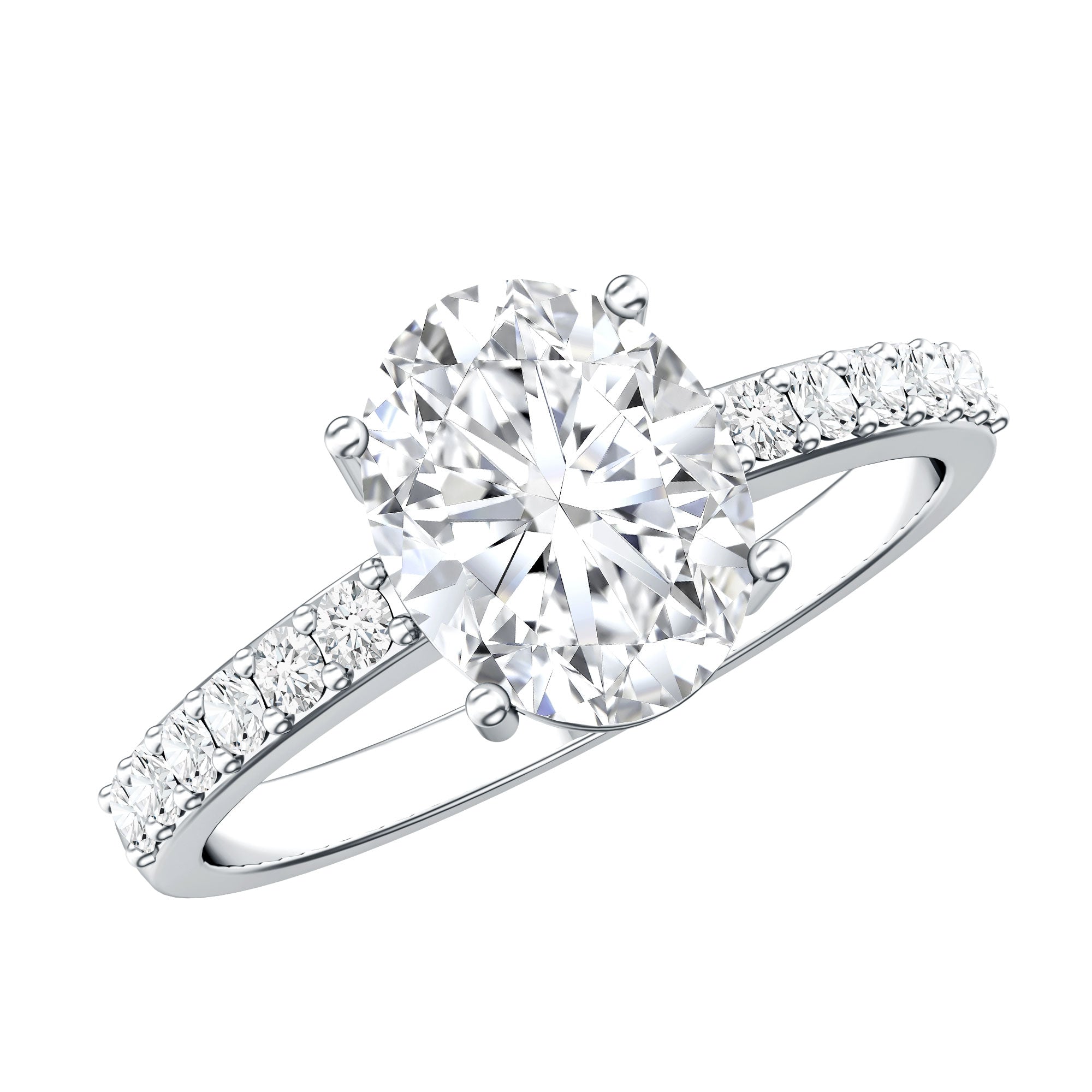 Lab Grown 2 Carat Diamond Oval Engagement Ring with IGI Certificate Lab - ( EF-VS ) - Rosec Jewels