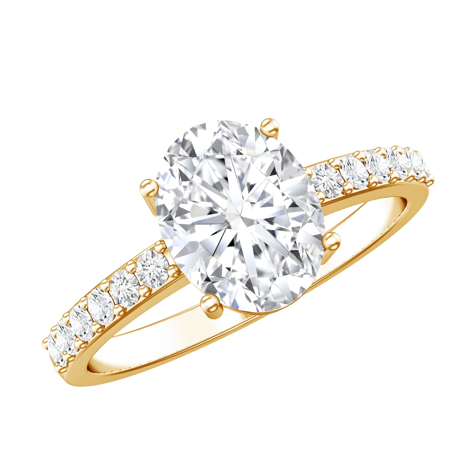 Lab Grown 2 Carat Diamond Oval Engagement Ring with IGI Certificate Lab - ( EF-VS ) - Rosec Jewels