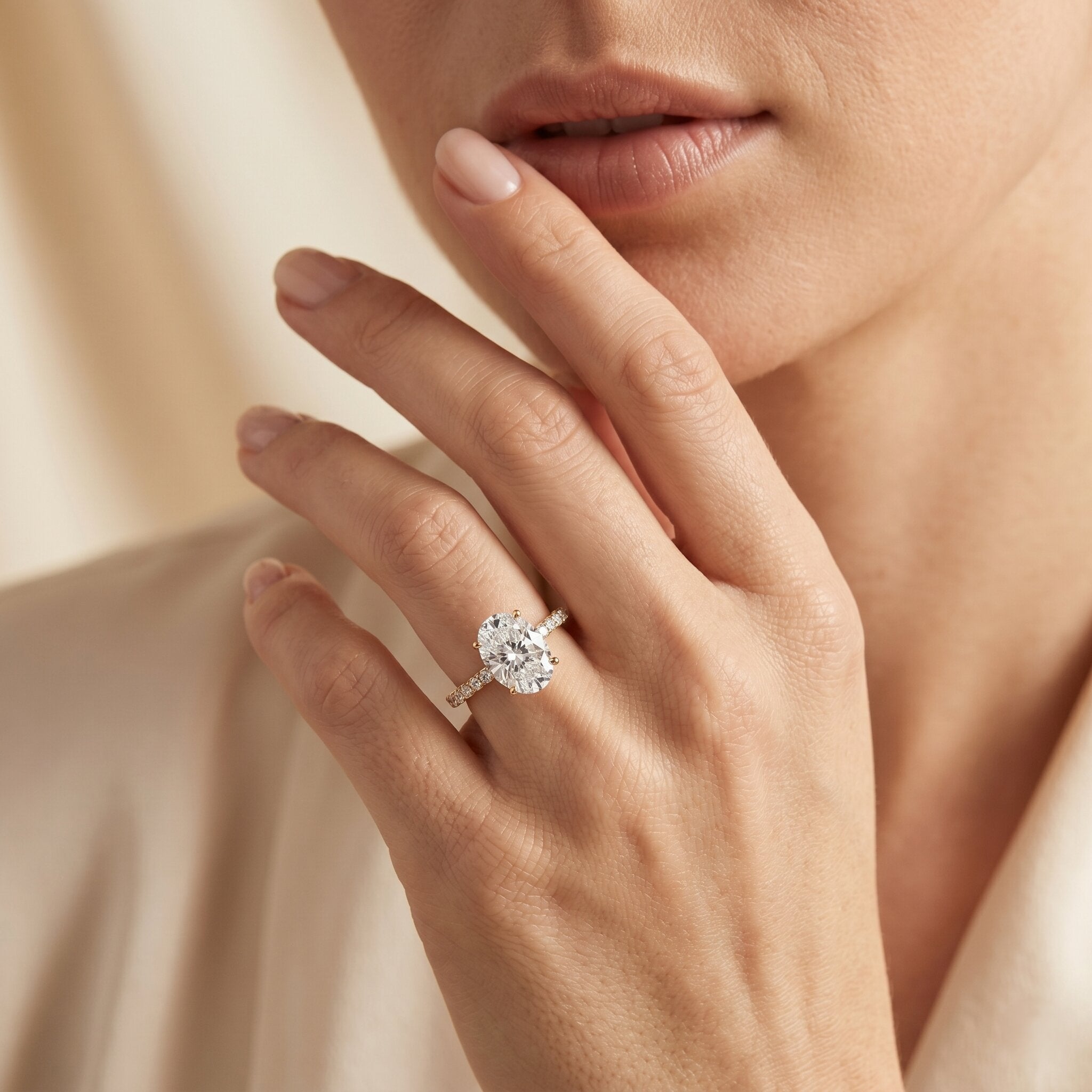 Lab Grown 2 Carat Diamond Oval Engagement Ring with IGI Certificate Lab - ( EF-VS ) - Rosec Jewels