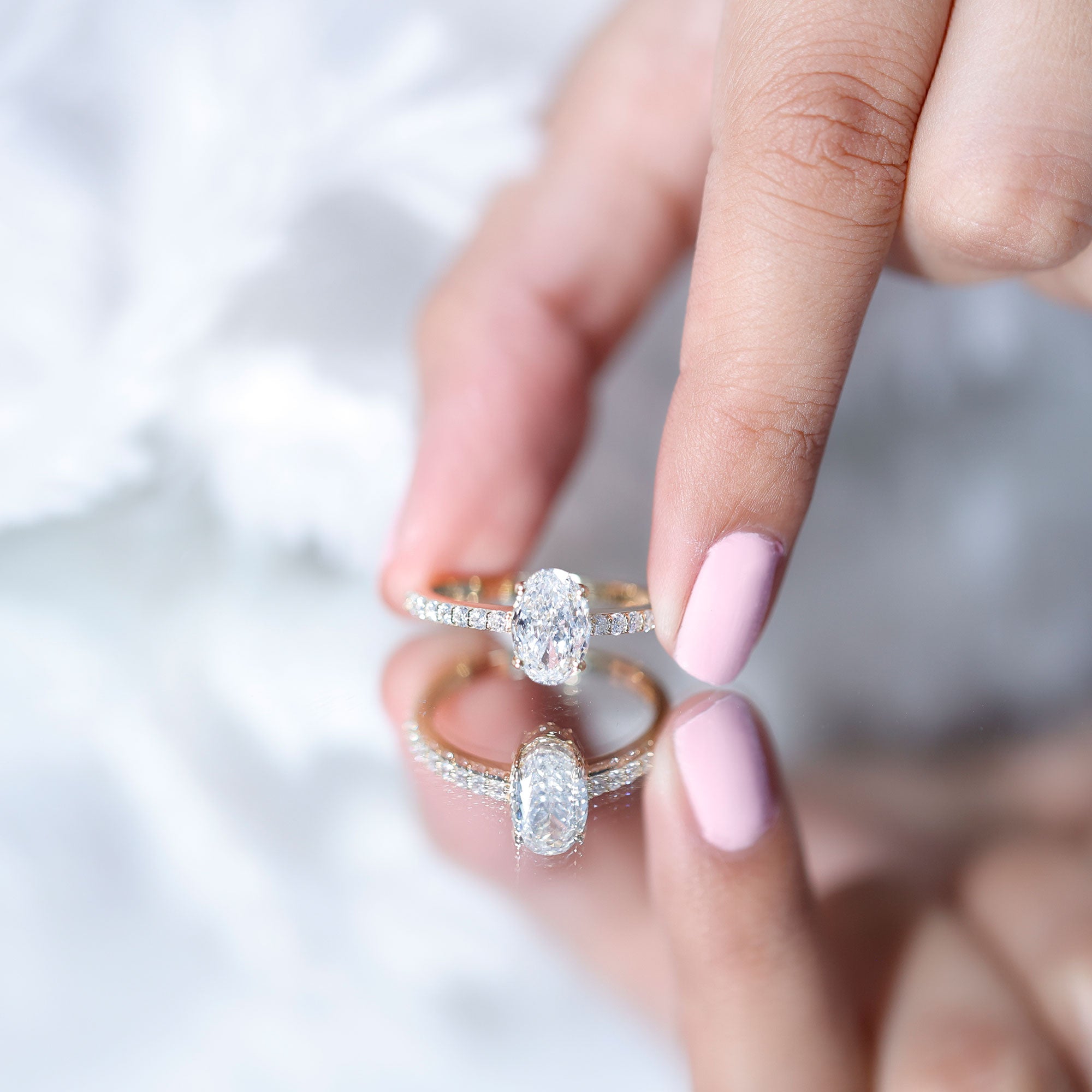 Lab Grown 2 Carat Diamond Oval Engagement Ring with IGI Certificate Lab - ( E-VS1 ) - Rosec Jewels
