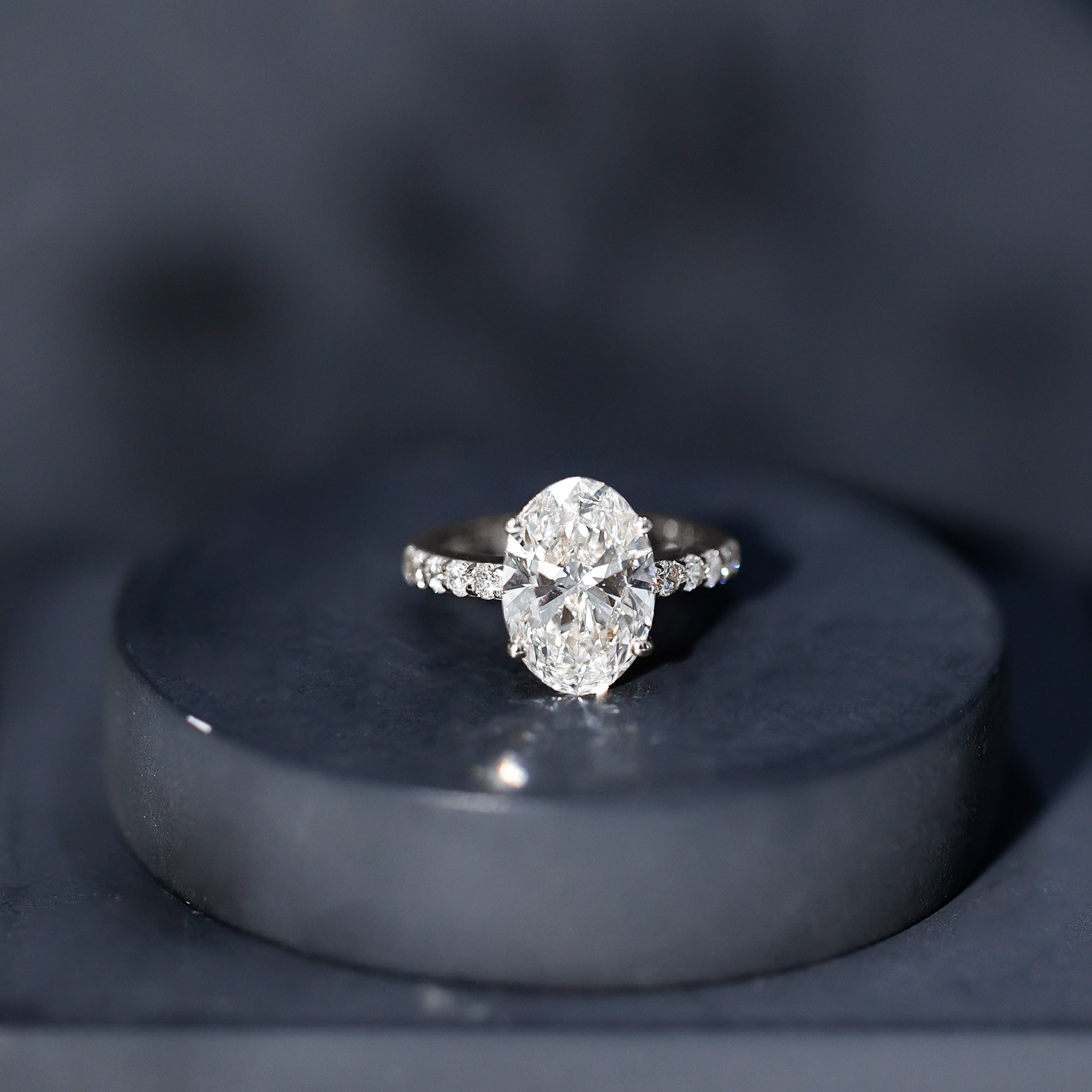 IGI Certified 3 Carat Lab Grown Oval Diamond Engagement Ring for Women Lab - ( E-VS1 ) - Rosec Jewels