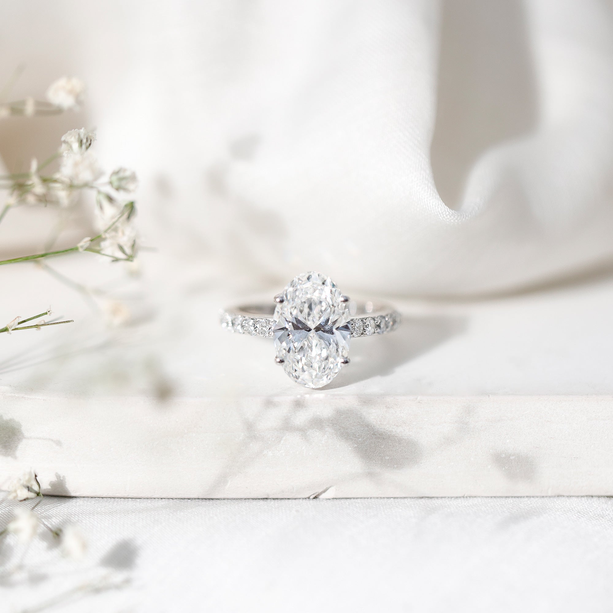 IGI Certified 4 Carat Oval Lab Grown Diamond Huge Engagement Ring Lab - ( EF-VS ) - Rosec Jewels