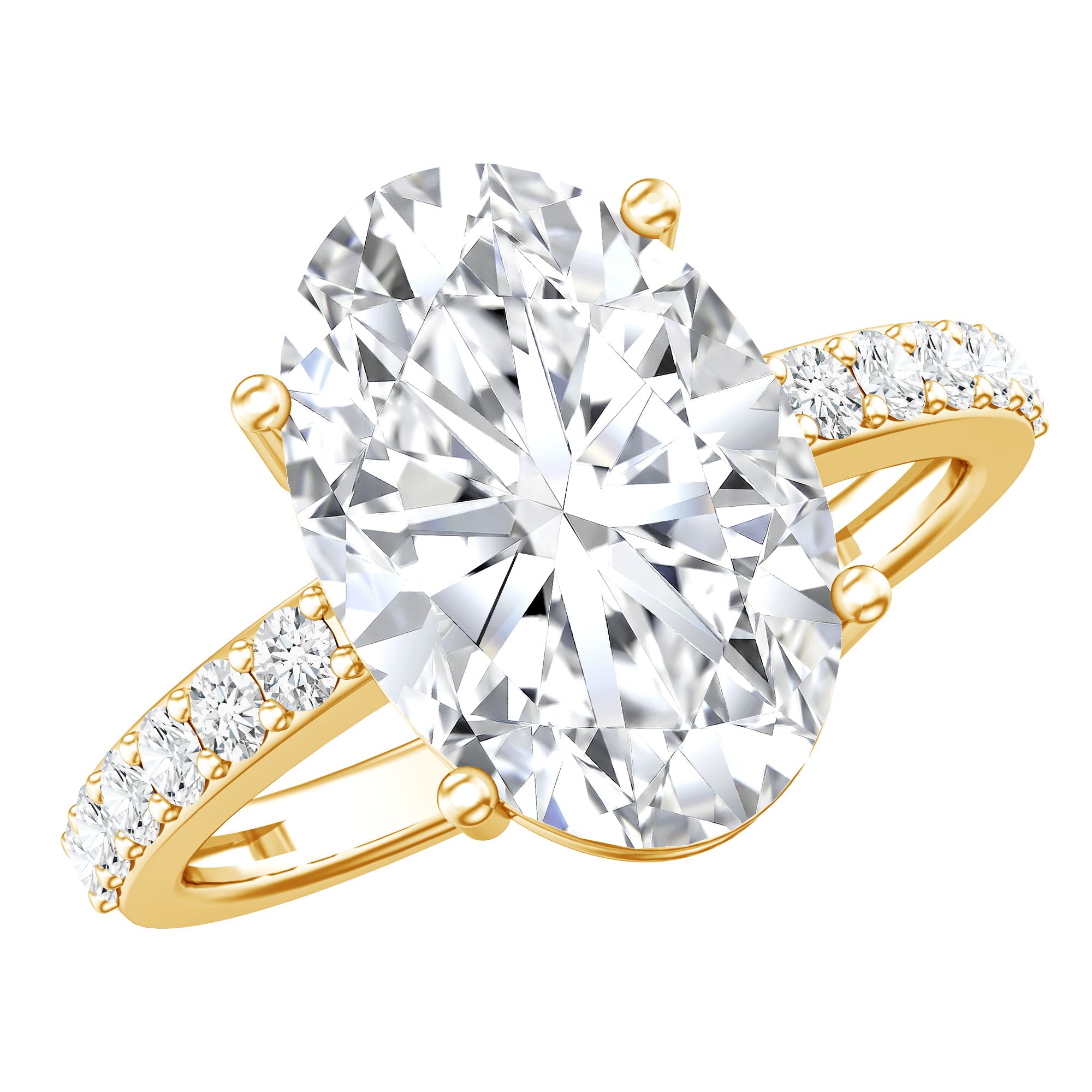 IGI Certified 4 Carat Oval Lab Grown Diamond Huge Engagement Ring Lab - ( EF-VS ) - Rosec Jewels