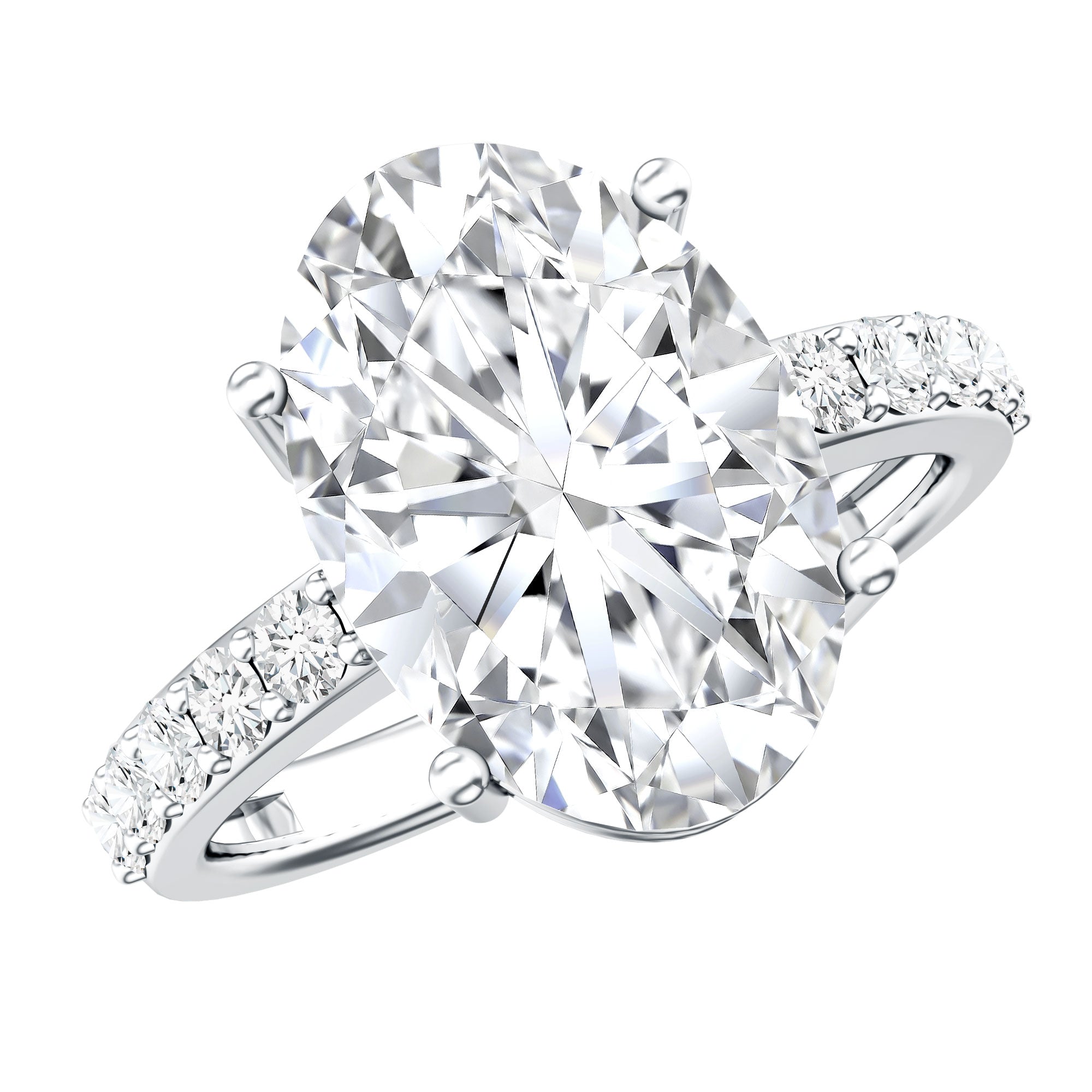 5 Carat Big Lab Grown Diamond Oval Engagement Ring with IGI Certificate Lab - ( EF-VS ) - Rosec Jewels