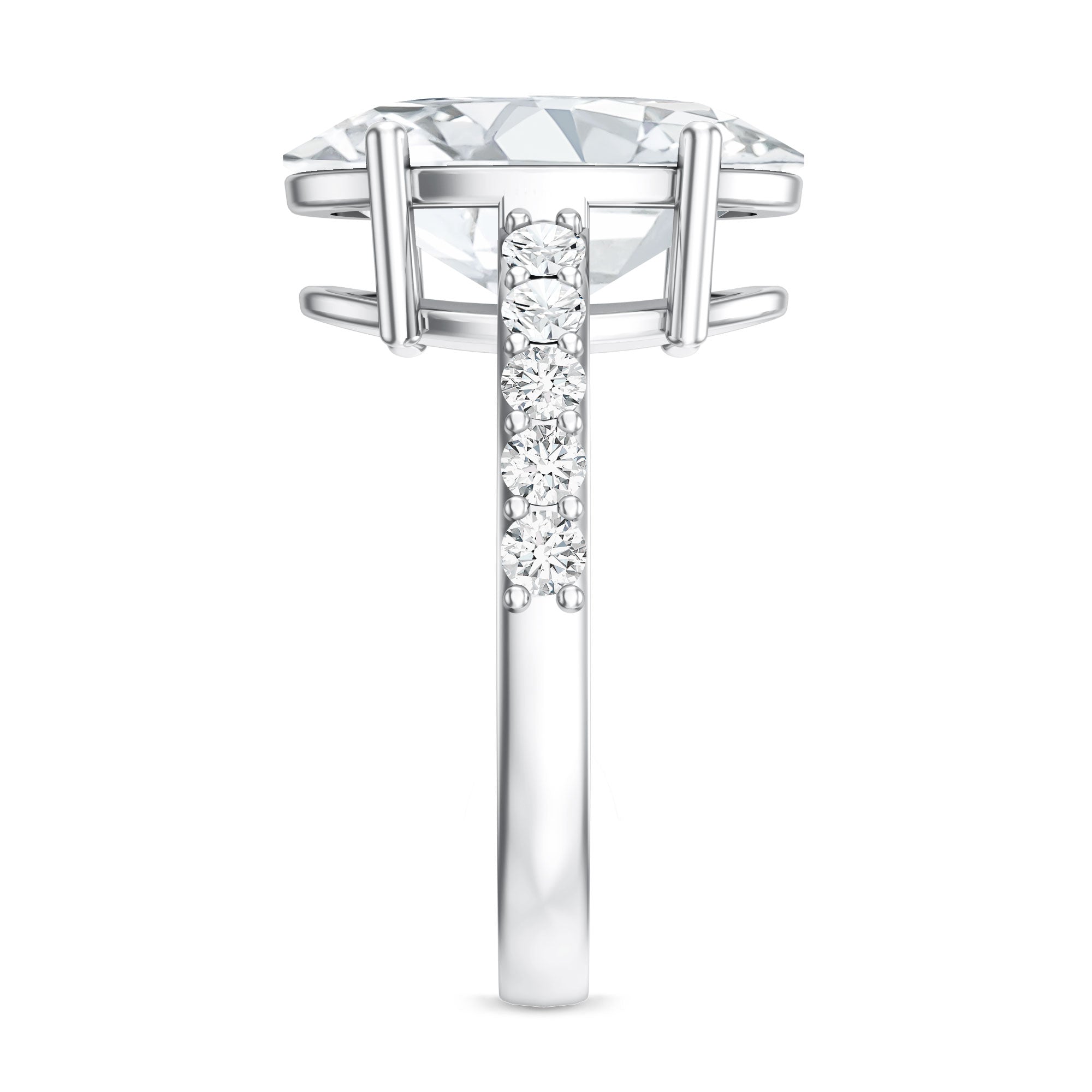 5 Carat Big Lab Grown Diamond Oval Engagement Ring with IGI Certificate Lab - ( EF-VS ) - Rosec Jewels