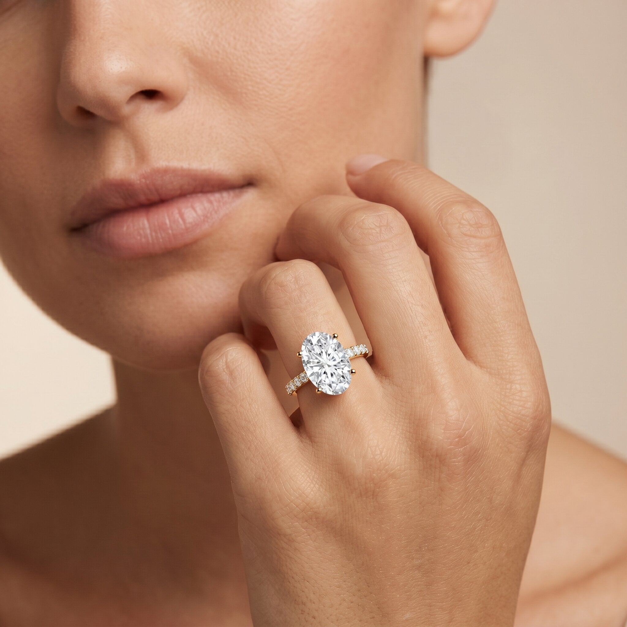 5 Carat Big Lab Grown Diamond Oval Engagement Ring with IGI Certificate Lab - ( E-VS1 ) - Rosec Jewels