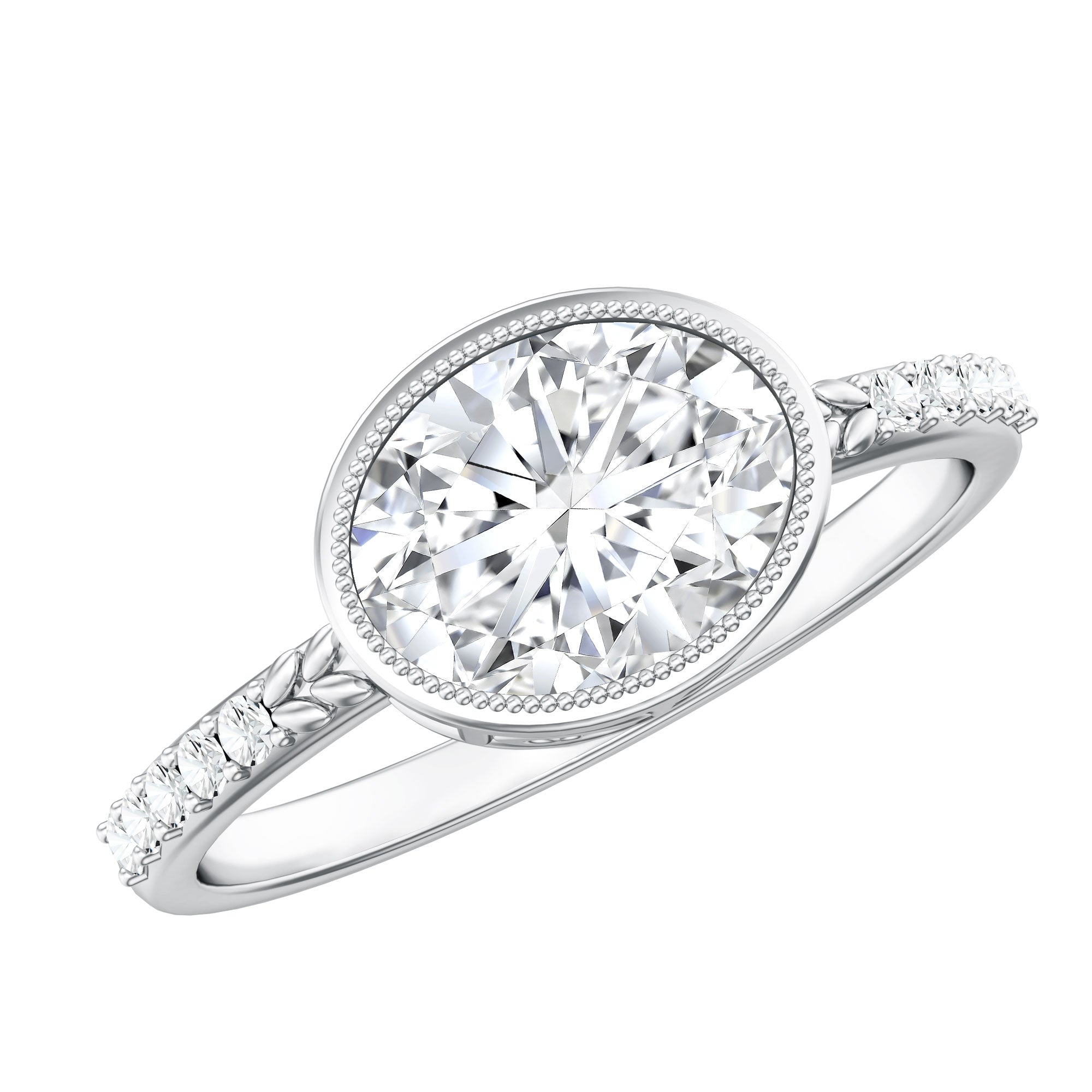 IGI Certified Lab Diamond Engagement Ring with 2 Carat Oval Lab - ( EF-VS ) - Rosec Jewels