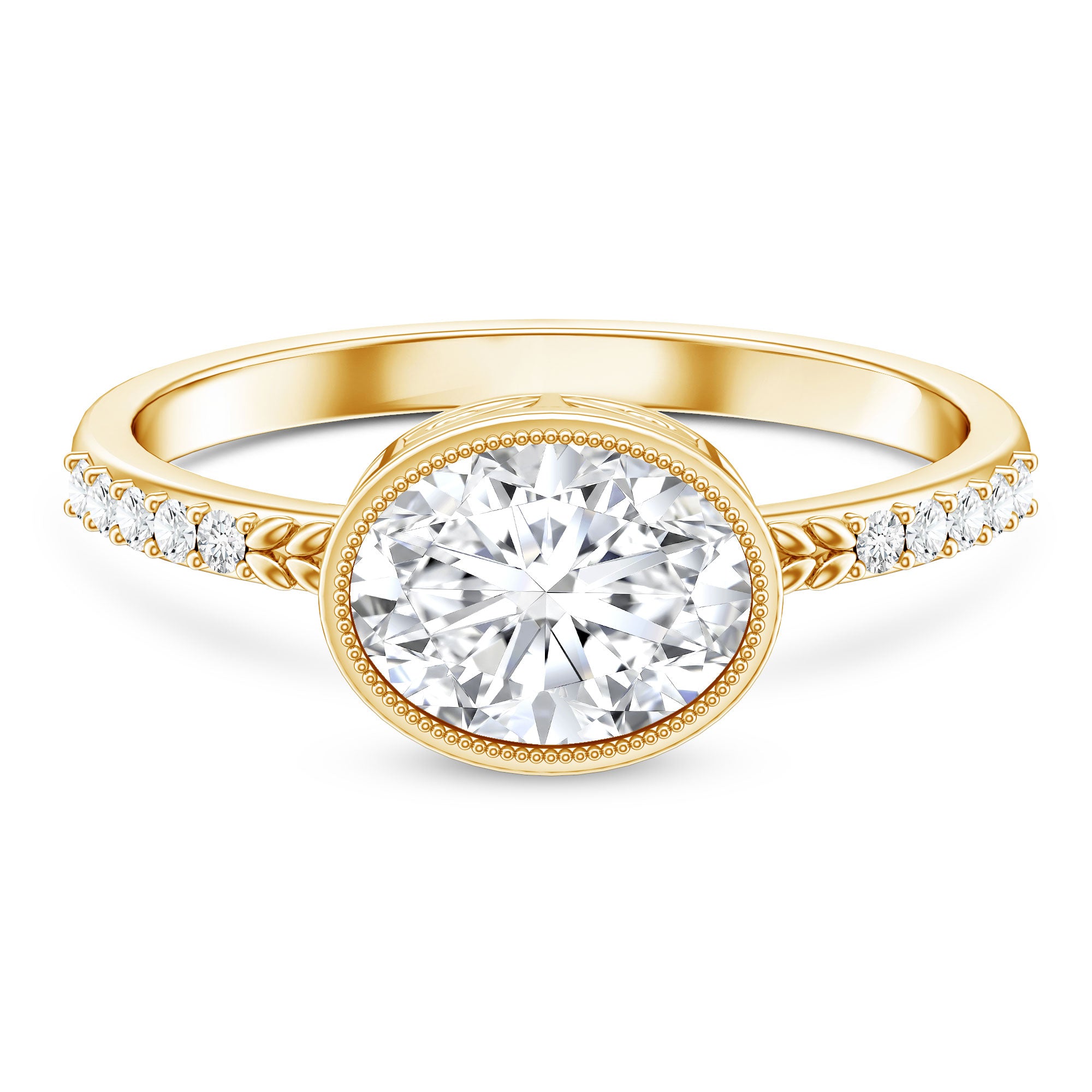 IGI Certified Lab Diamond Engagement Ring with 2 Carat Oval Lab - ( EF-VS ) - Rosec Jewels