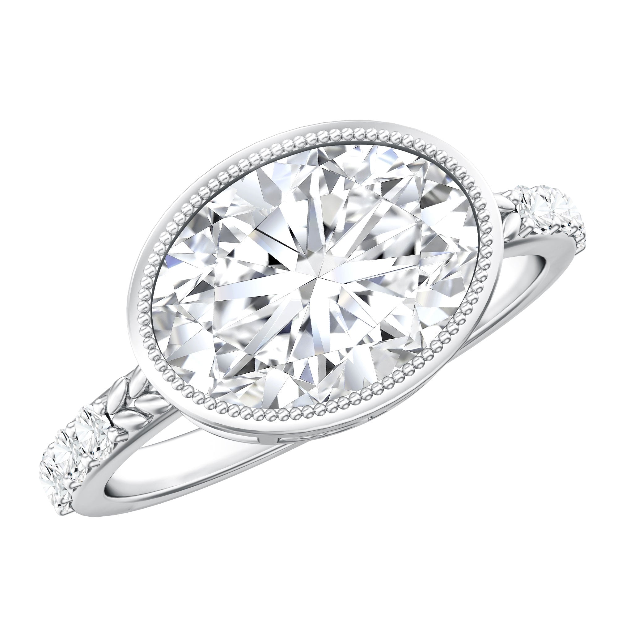 3 Carat Big Lab Grown Diamond Bezel Set Engagement Ring with IGI Certificate Lab - ( EF-VS ) - Rosec Jewels