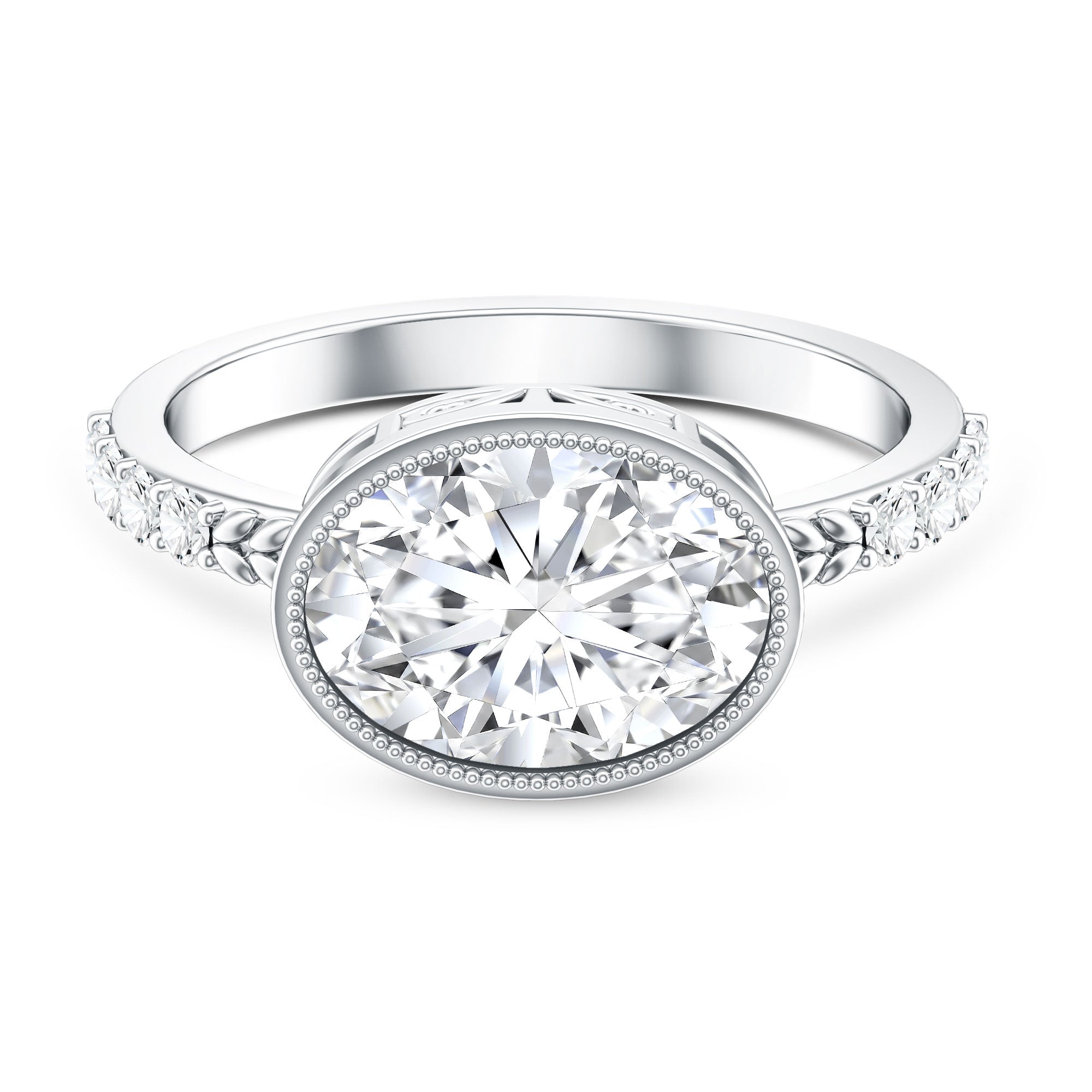3 Carat Big Lab Grown Diamond Bezel Set Engagement Ring with IGI Certificate Lab - ( EF-VS ) - Rosec Jewels