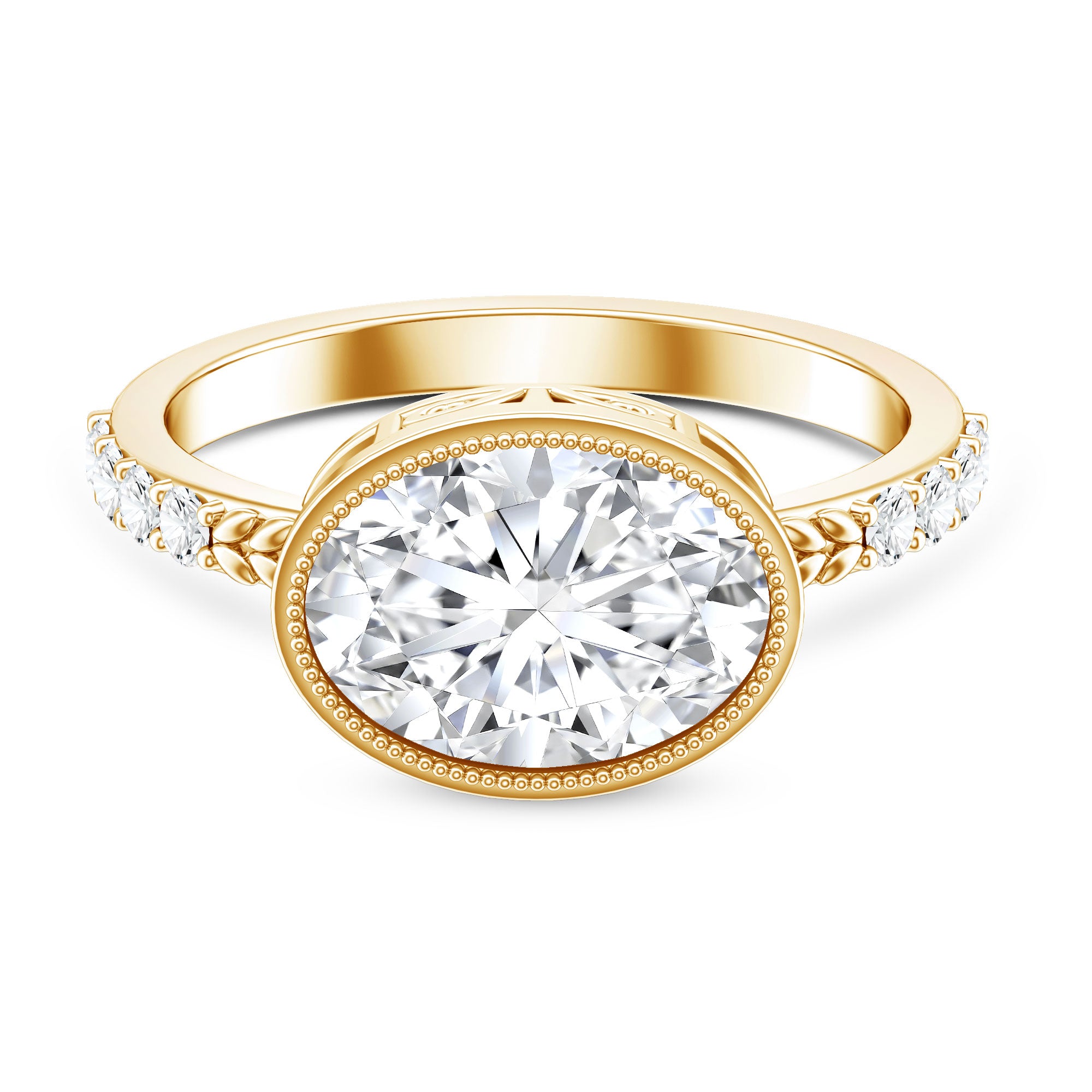 3 Carat Big Lab Grown Diamond Bezel Set Engagement Ring with IGI Certificate Lab - ( EF-VS ) - Rosec Jewels