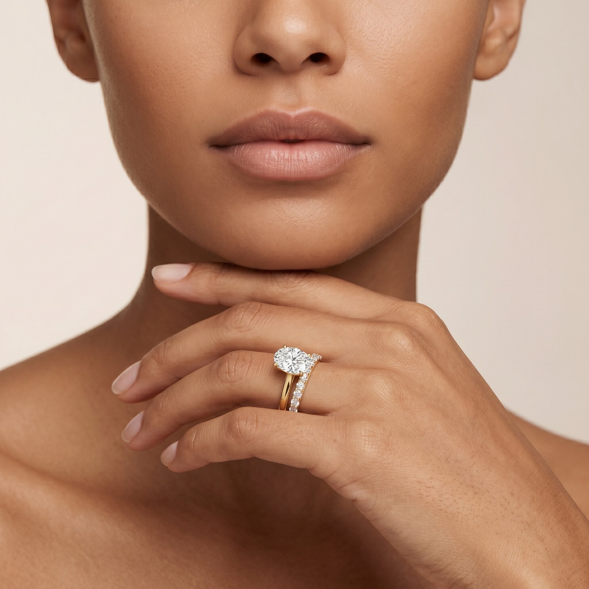 IGI Certified 2 Carat Oval Lab Grown Diamond Bridal Ring Set of 2 Lab - ( E-VS1 ) - Rosec Jewels