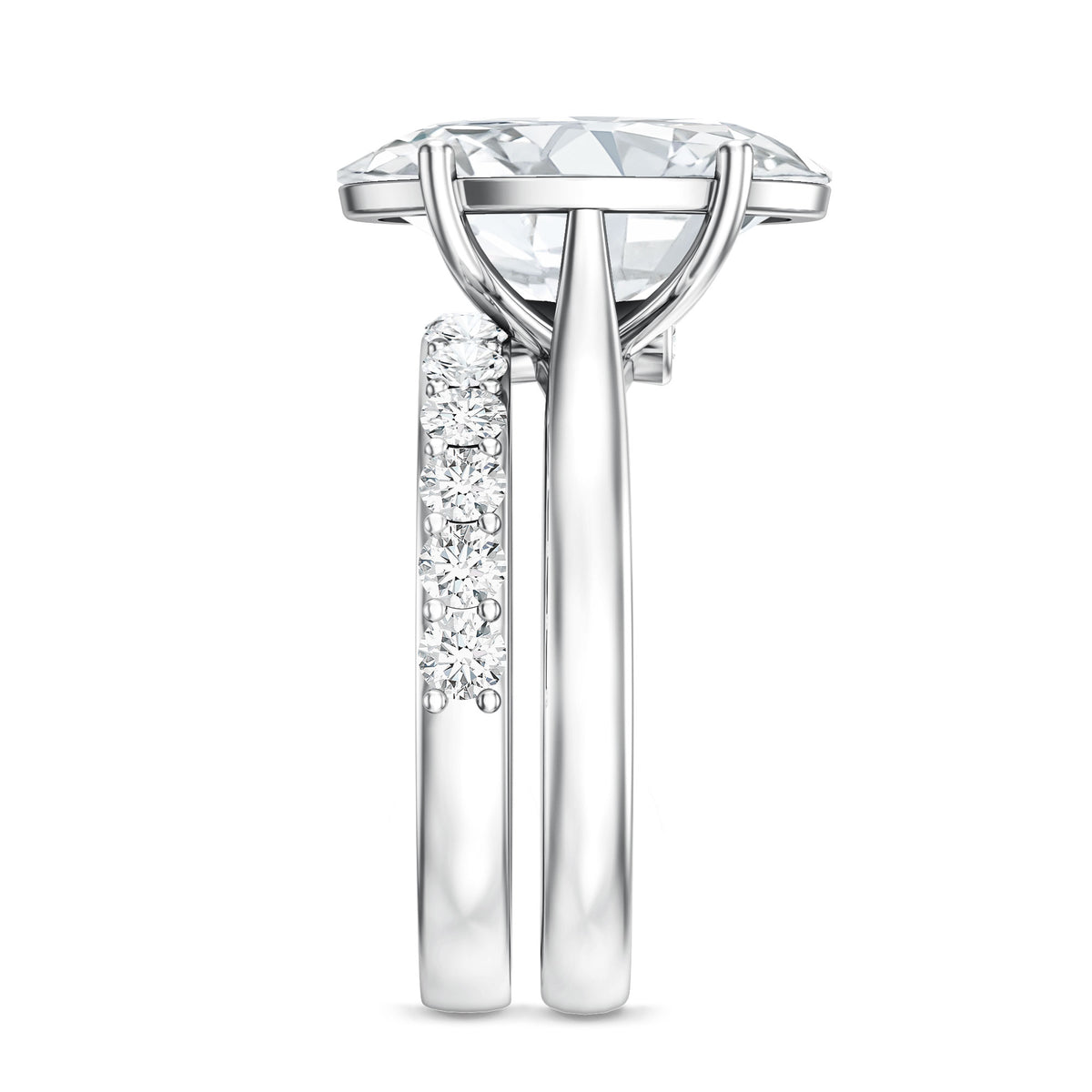 IGI Certified 5 Carat Huge Lab Grown Diamond Oval Engagement Ring with Wedding Band Lab - ( E-VS1 ) - Rosec Jewels