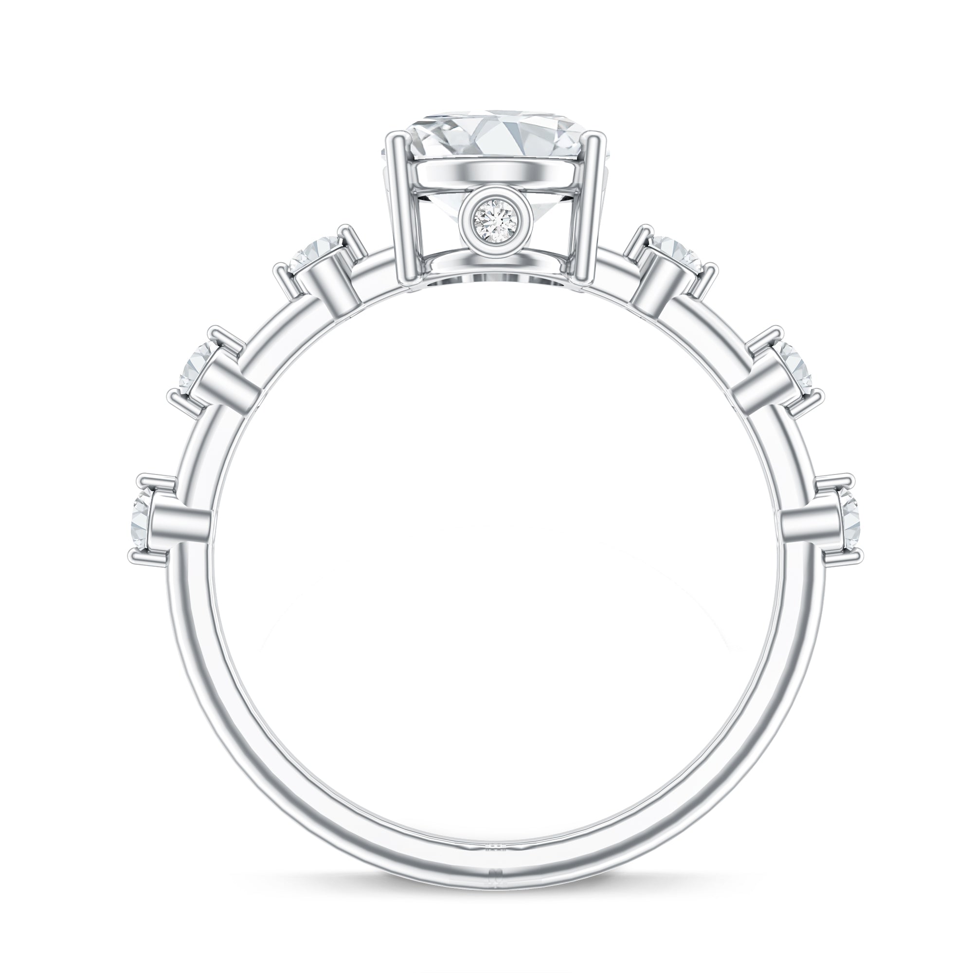 IGI Certified 2 Carat Lab Grown Diamond Oval Engagement Ring with Spaced Accent Lab - ( EF-VS ) - Rosec Jewels
