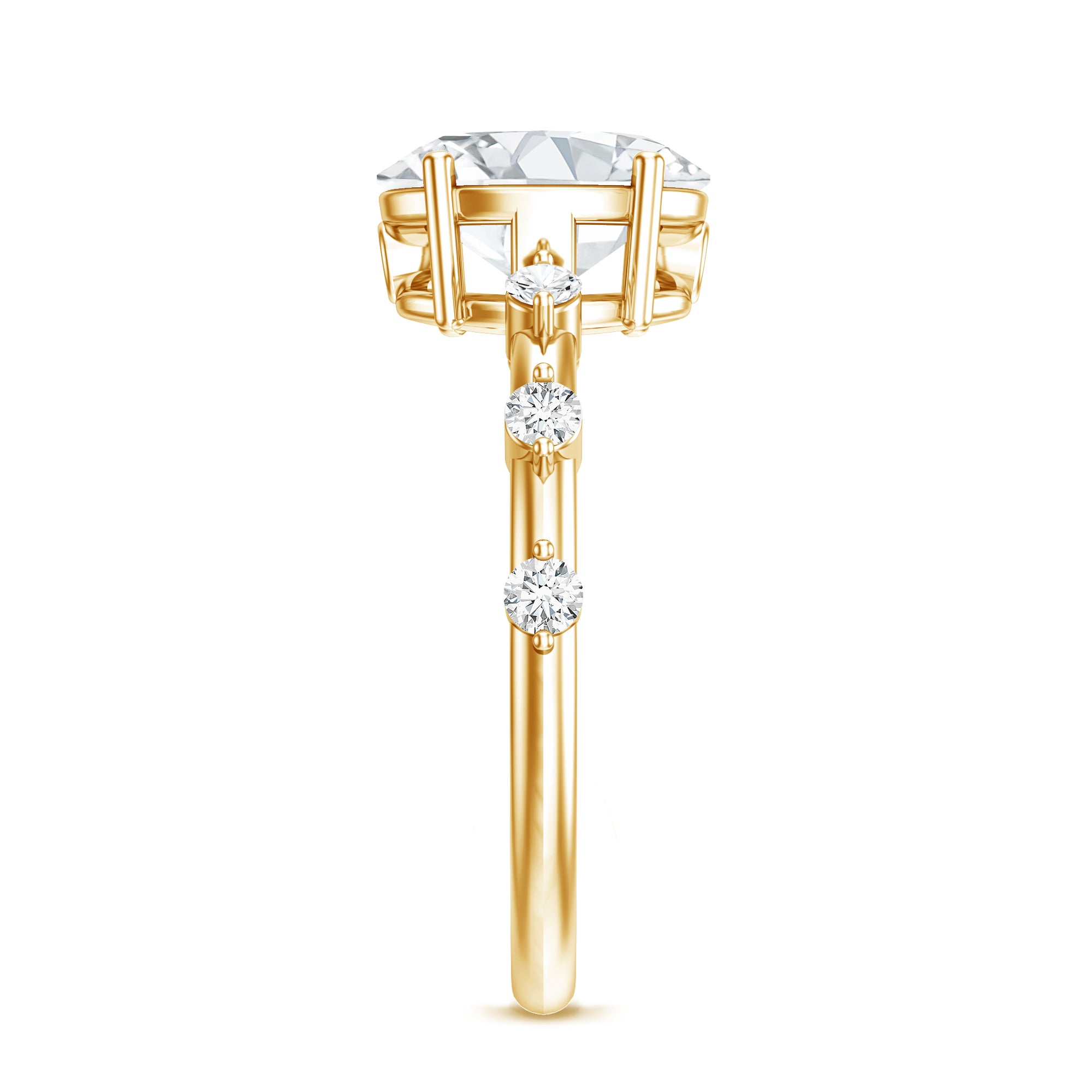 IGI Certified 2 Carat Lab Grown Diamond Oval Engagement Ring with Spaced Accent Lab - ( EF-VS ) - Rosec Jewels