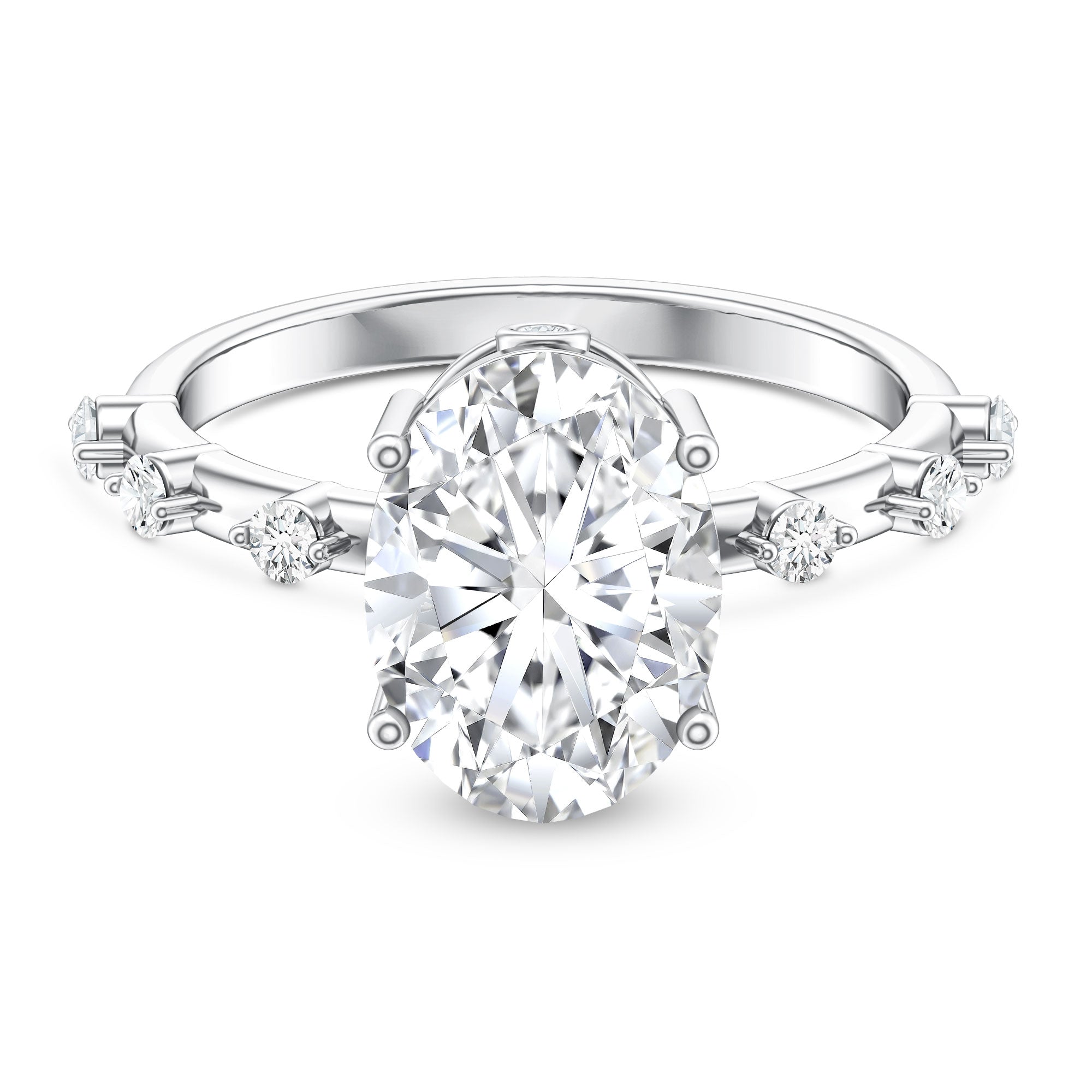 3 Carat Oval Lab Grown Diamond Solitaire Engagement Ring with IGI Certificate Lab - ( EF-VS ) - Rosec Jewels