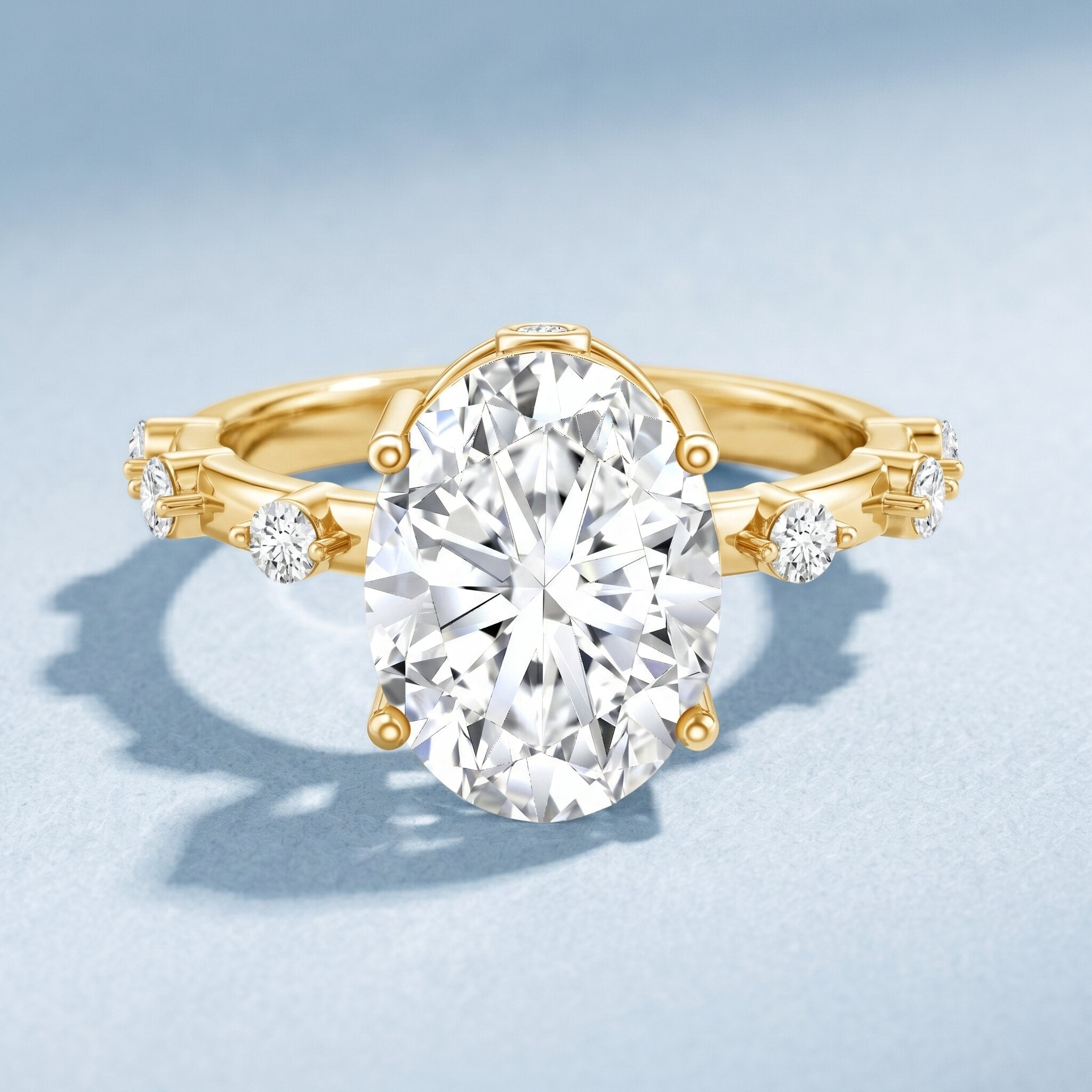 3 Carat Oval Lab Grown Diamond Solitaire Engagement Ring with IGI Certificate Lab - ( E-VS1 ) - Rosec Jewels
