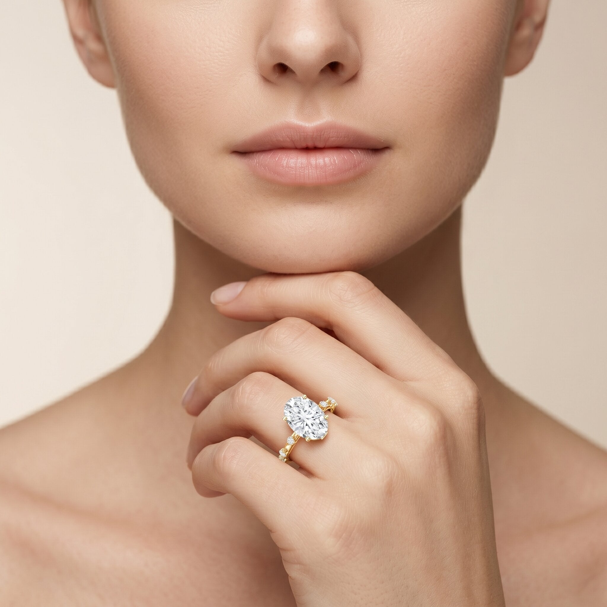 3 Carat Oval Lab Grown Diamond Solitaire Engagement Ring with IGI Certificate Lab - ( E-VS1 ) - Rosec Jewels