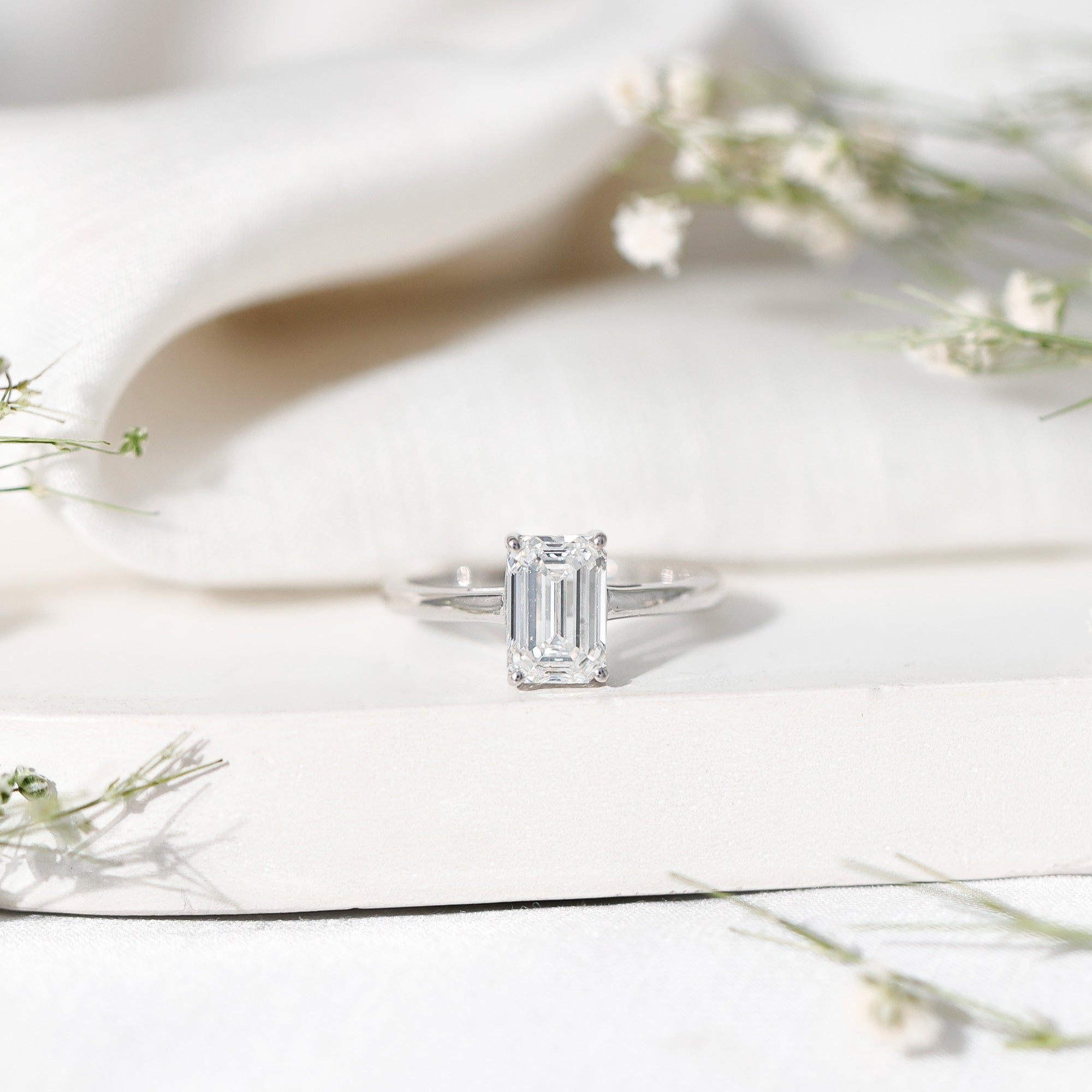 Emerald Cut 2 Carat Engagement Ring with IGI Certified Lab Diamond Lab - ( E-VS1 ) - Rosec Jewels
