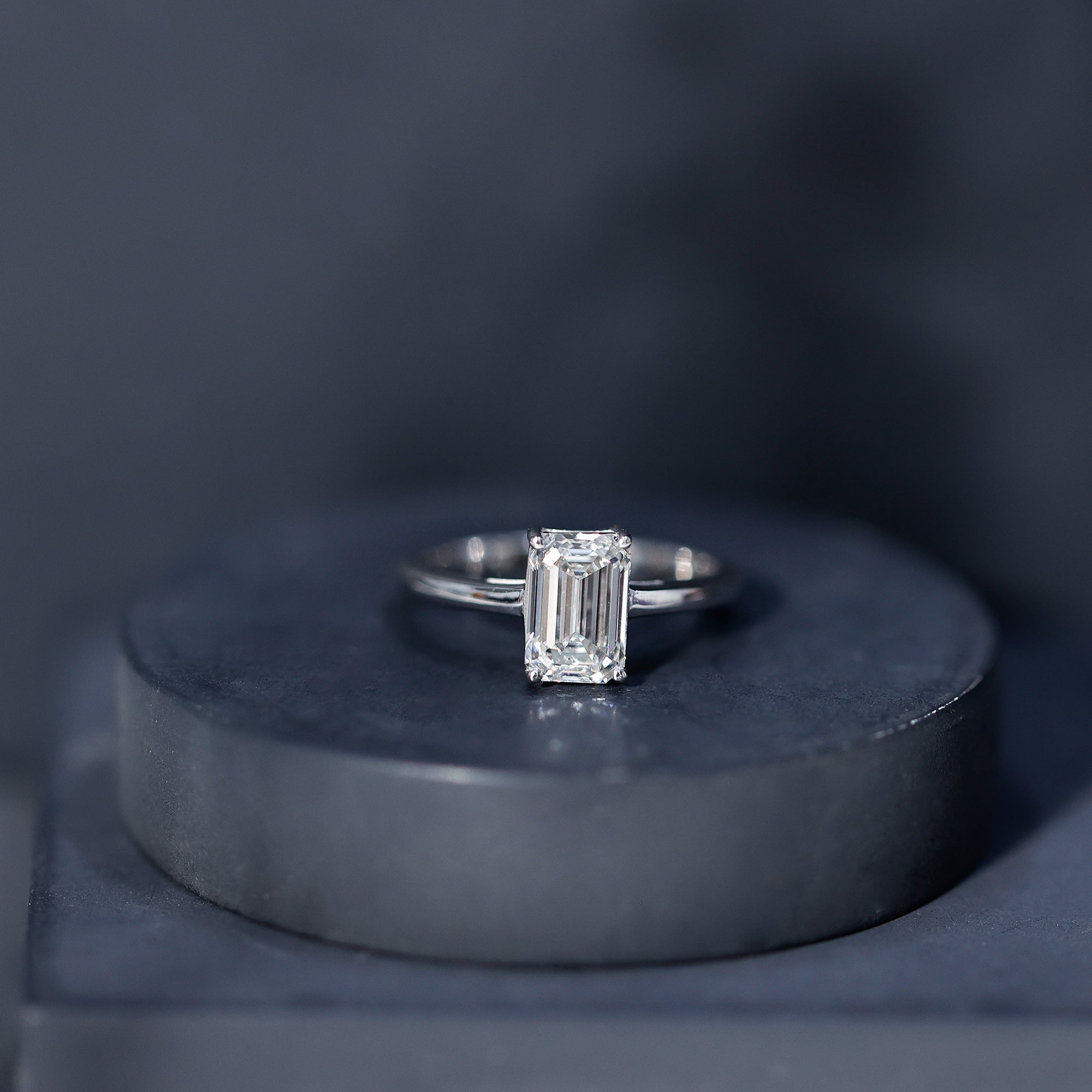Emerald Cut 2 Carat Engagement Ring with IGI Certified Lab Diamond Lab - ( E-VS1 ) - Rosec Jewels