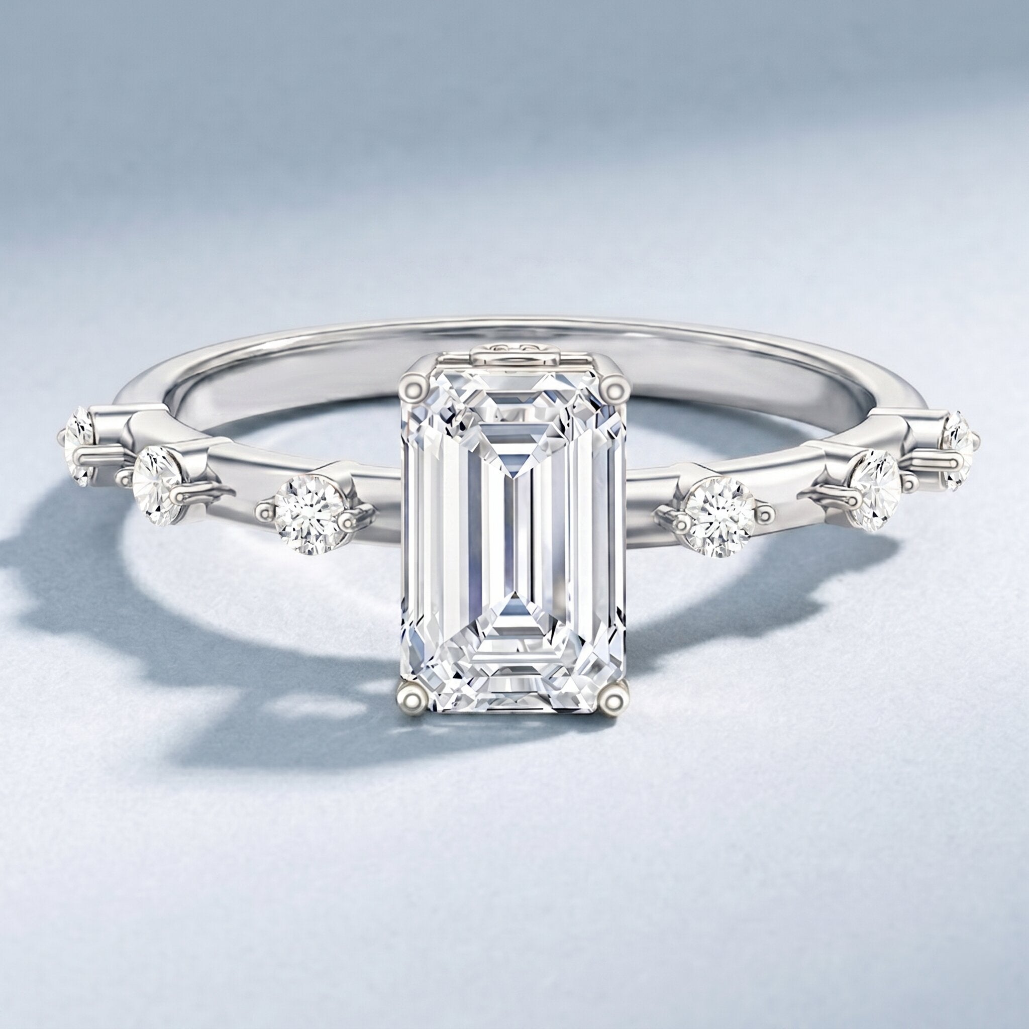 Emerald Cut 2 Carat Lab Grown Diamond Engagement Ring IGI Certified Lab - ( E-VS1 ) - Rosec Jewels