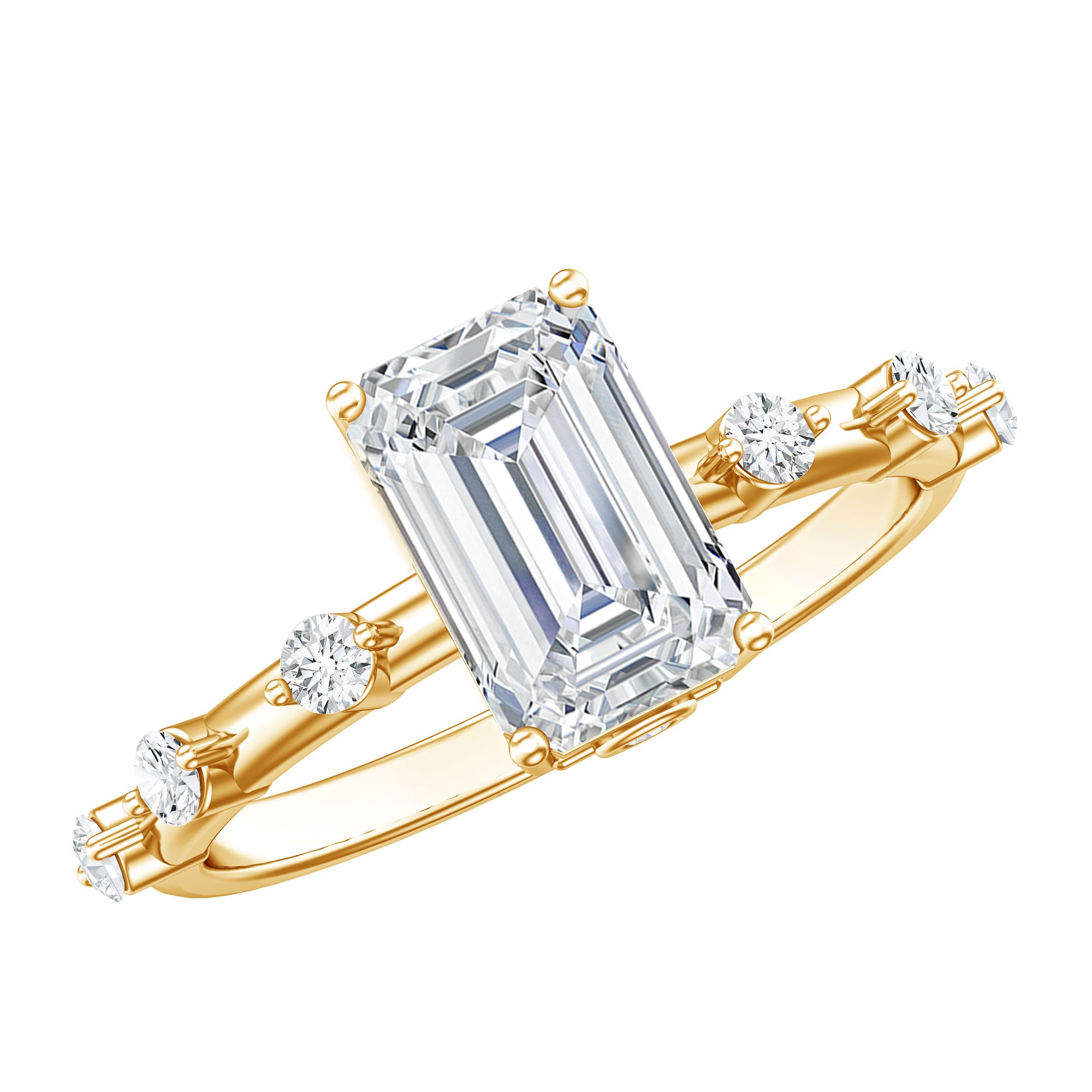 Emerald Cut 2 Carat Lab Grown Diamond Engagement Ring IGI Certified Lab - ( EF-VS ) - Rosec Jewels