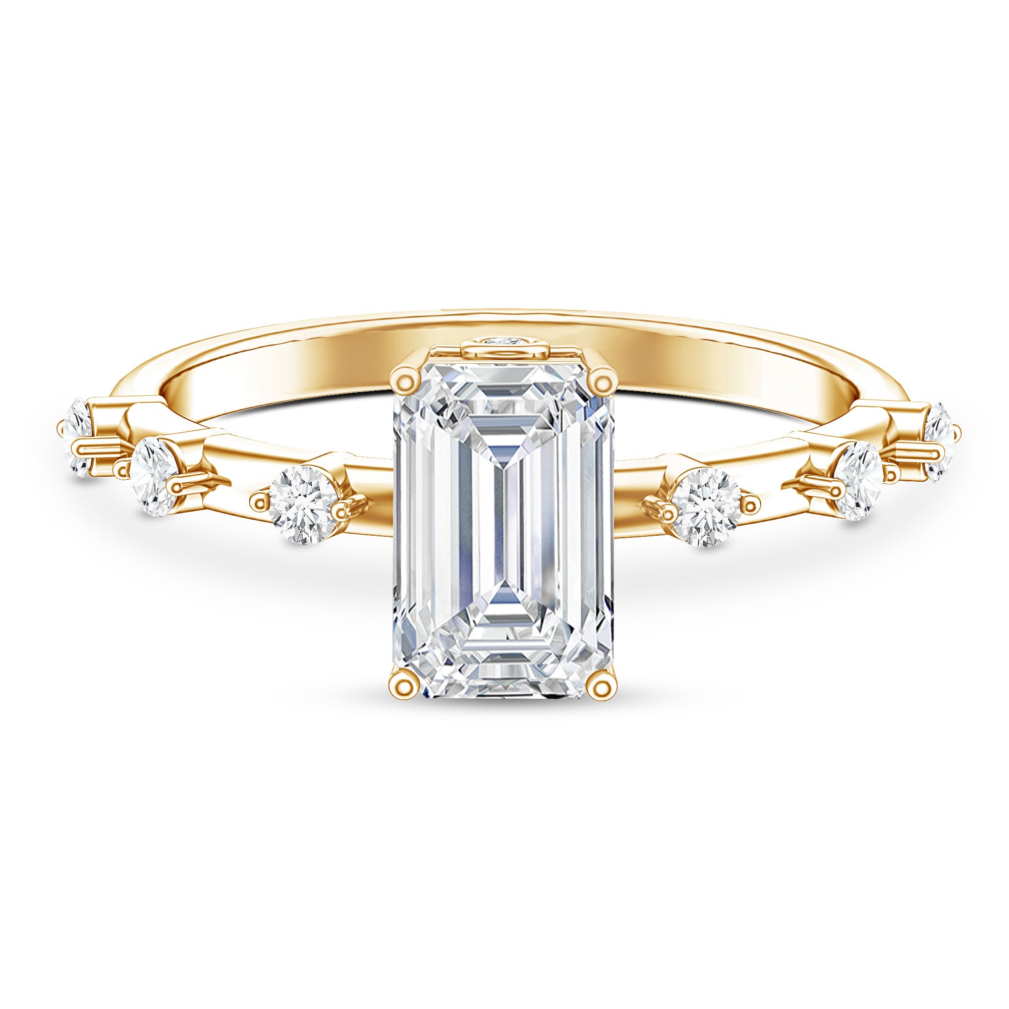 Emerald Cut 2 Carat Lab Grown Diamond Engagement Ring IGI Certified Lab - ( EF-VS ) - Rosec Jewels