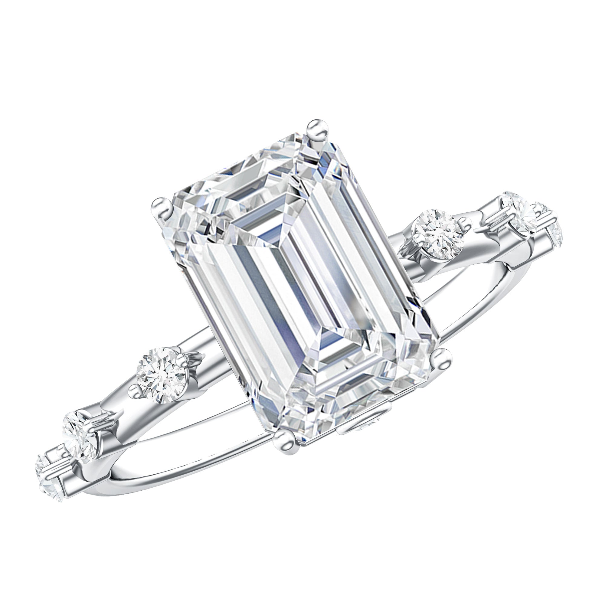 IGI Certified 3 Carat Emerald Cut Lab Grown Diamond Engagement Ring Lab - ( EF-VS ) - Rosec Jewels
