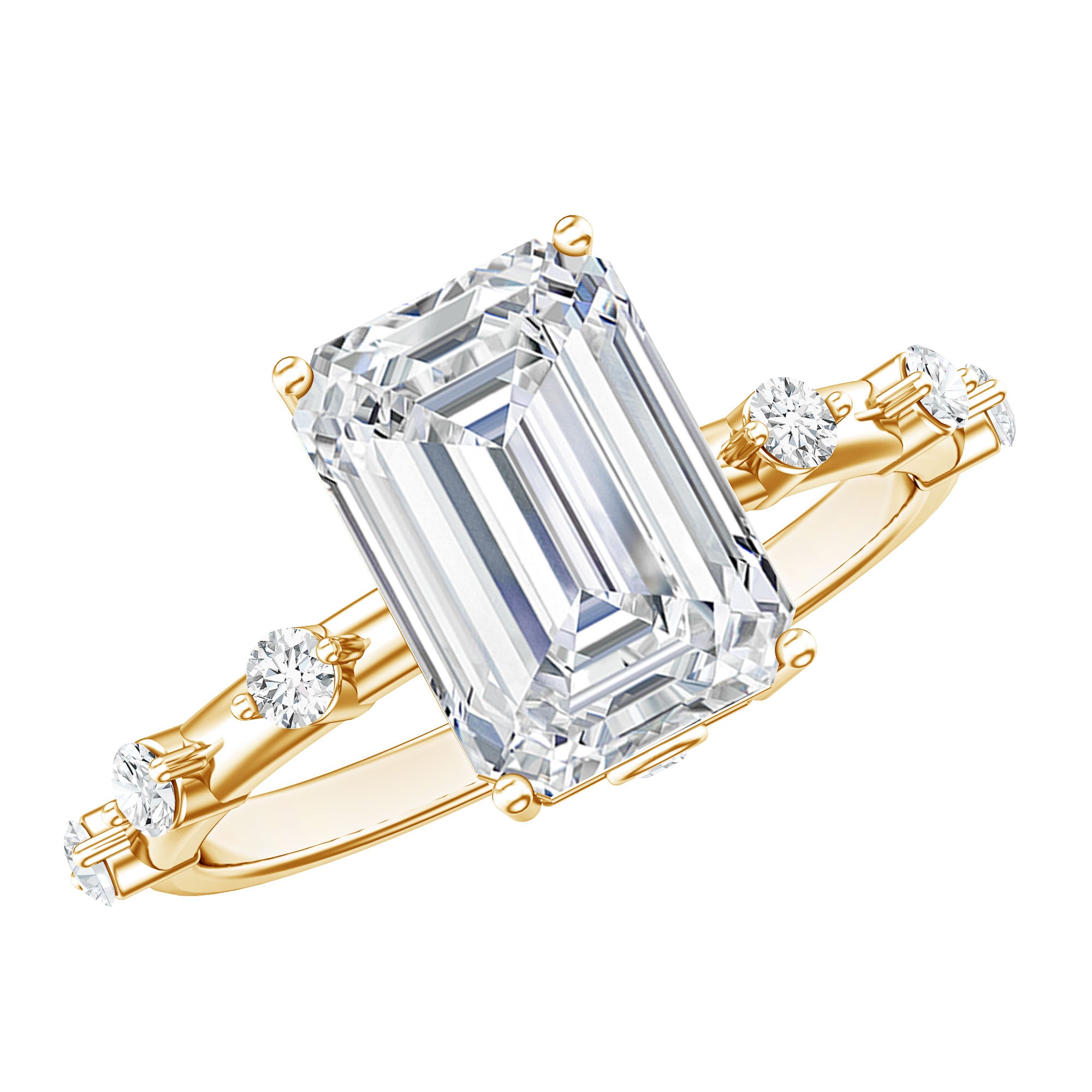 IGI Certified 3 Carat Emerald Cut Lab Grown Diamond Engagement Ring Lab - ( EF-VS ) - Rosec Jewels