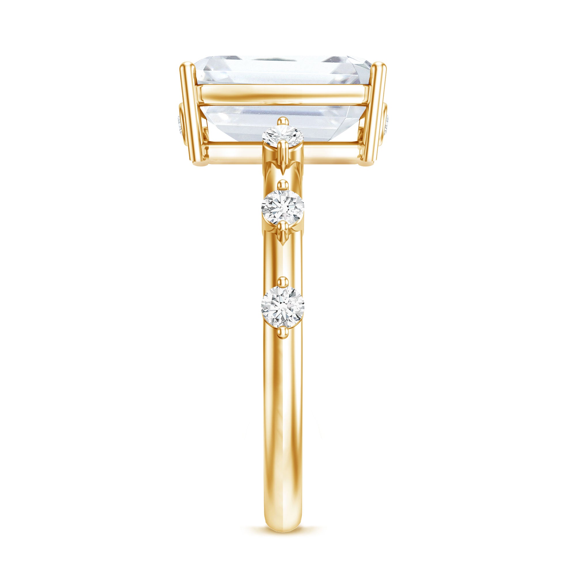 IGI Certified 3 Carat Emerald Cut Lab Grown Diamond Engagement Ring Lab - ( EF-VS ) - Rosec Jewels