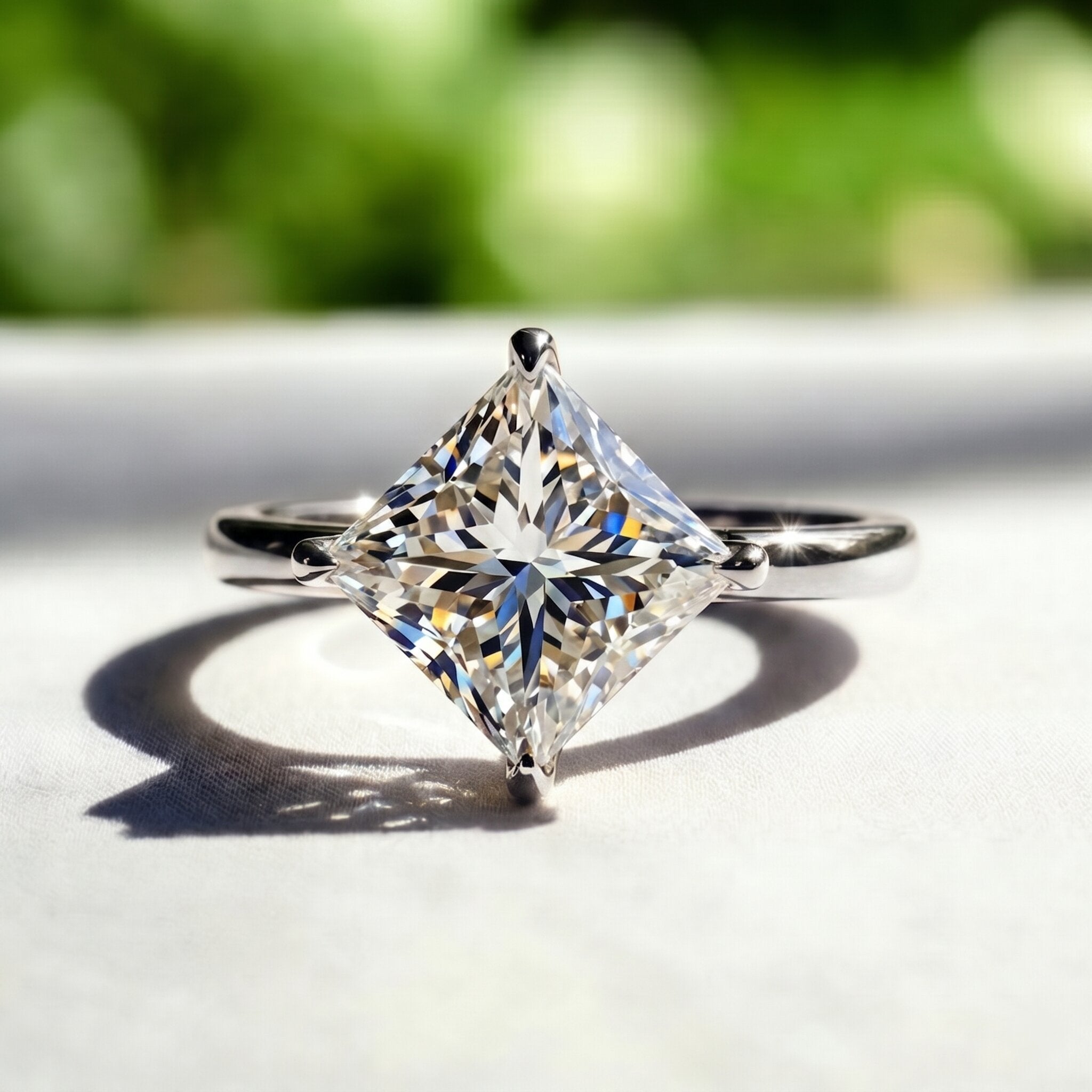 Solitaire 2 Carat Lab Grown Diamond Princess Cut Engagement Ring IGI Certified Lab - ( E-VS1 ) - Rosec Jewels
