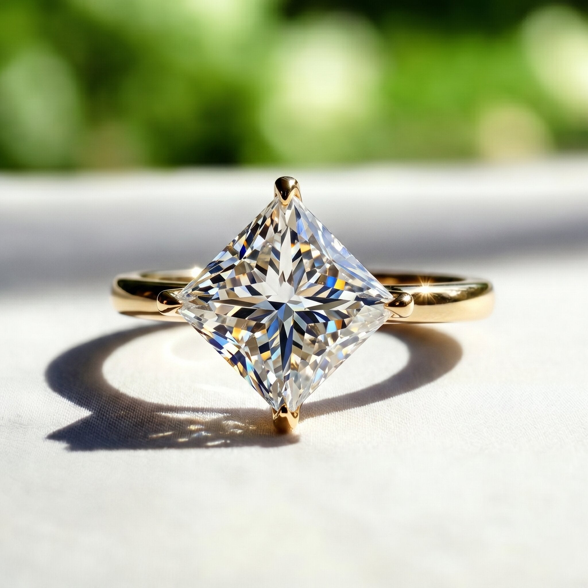 Solitaire 2 Carat Lab Grown Diamond Princess Cut Engagement Ring IGI Certified Lab - ( E-VS1 ) - Rosec Jewels
