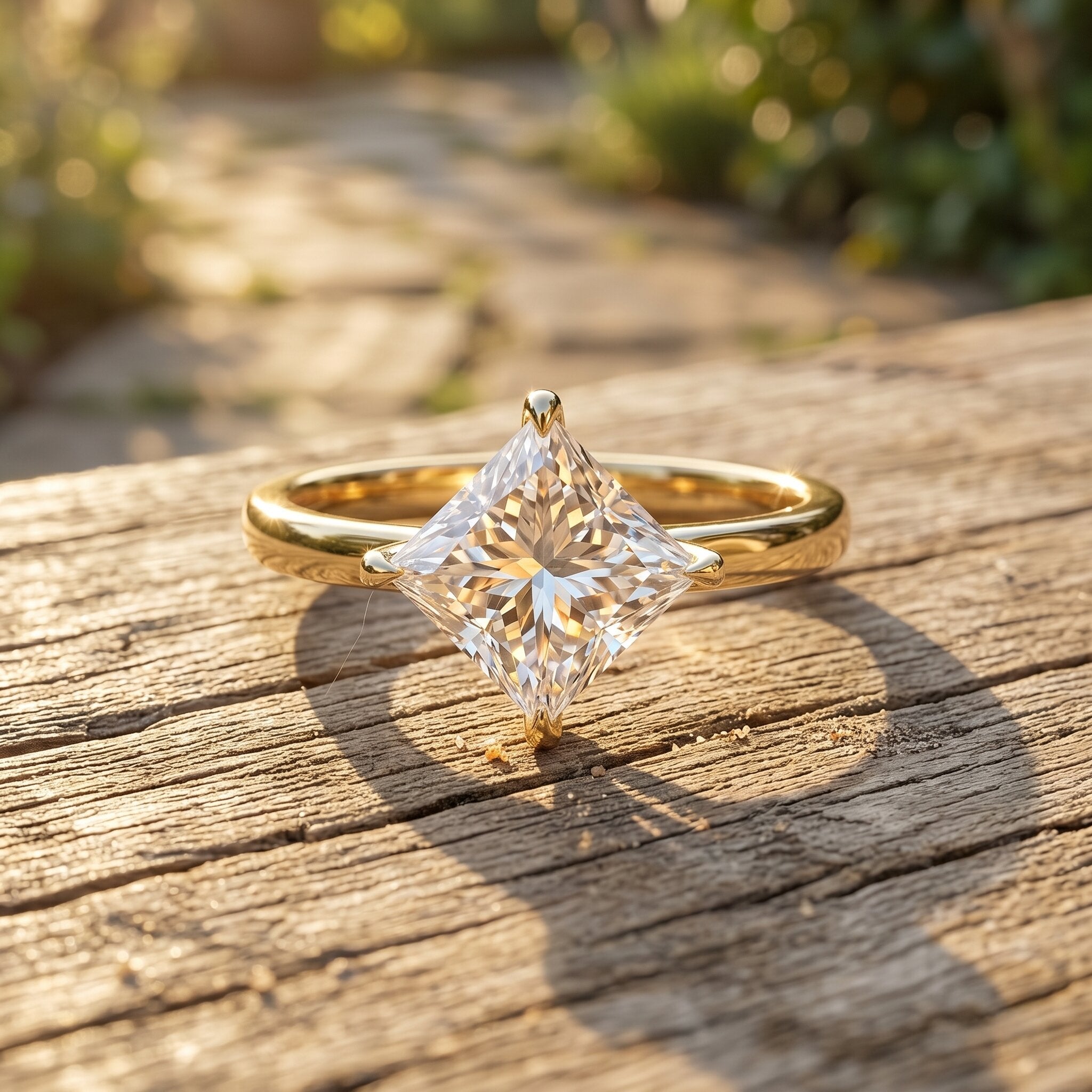 Solitaire 2 Carat Lab Grown Diamond Princess Cut Engagement Ring IGI Certified Lab - ( E-VS1 ) - Rosec Jewels
