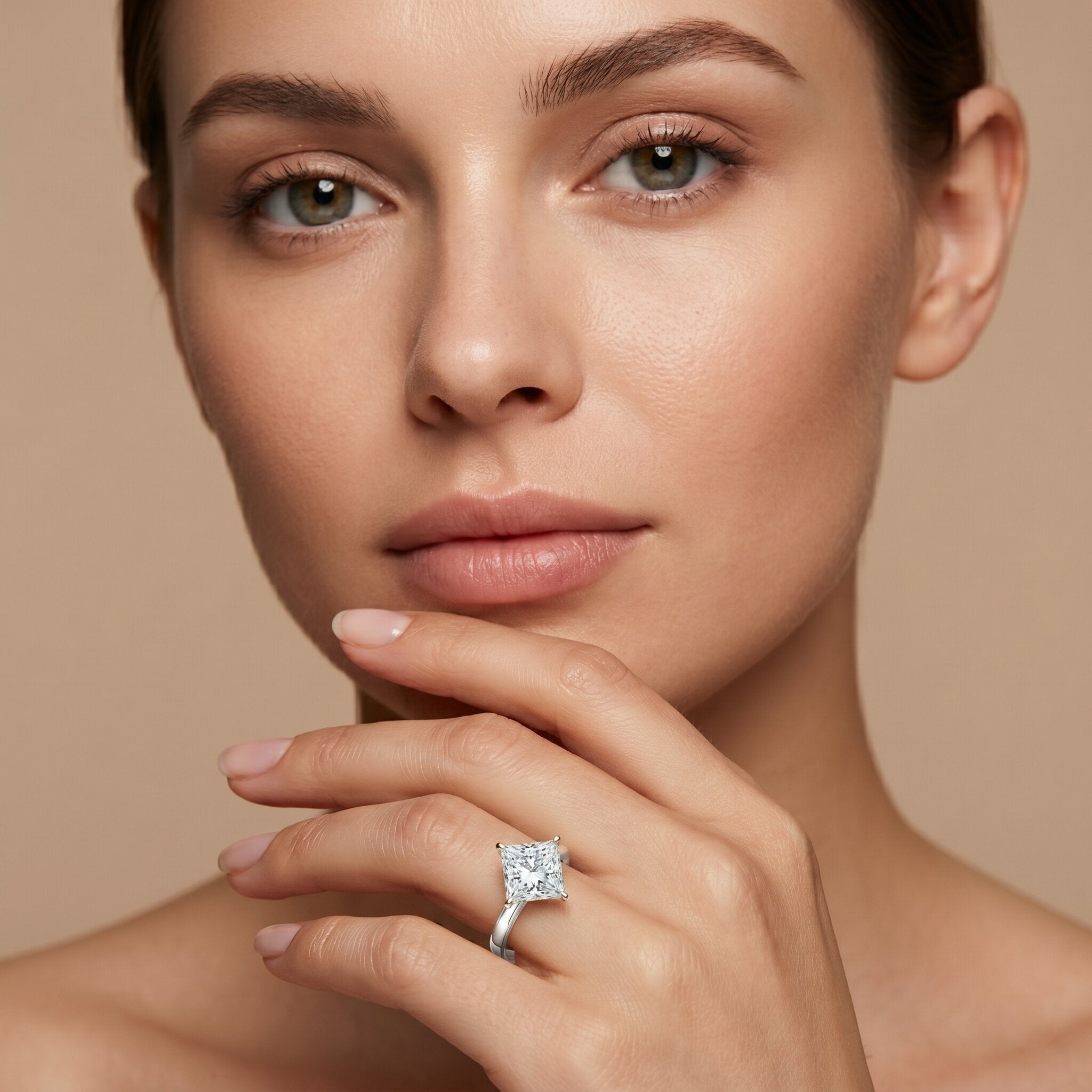 IGI Certified Lab Grown Diamond 3 Carat Princess Cut Engagement Ring Lab - ( E-VS1 ) - Rosec Jewels