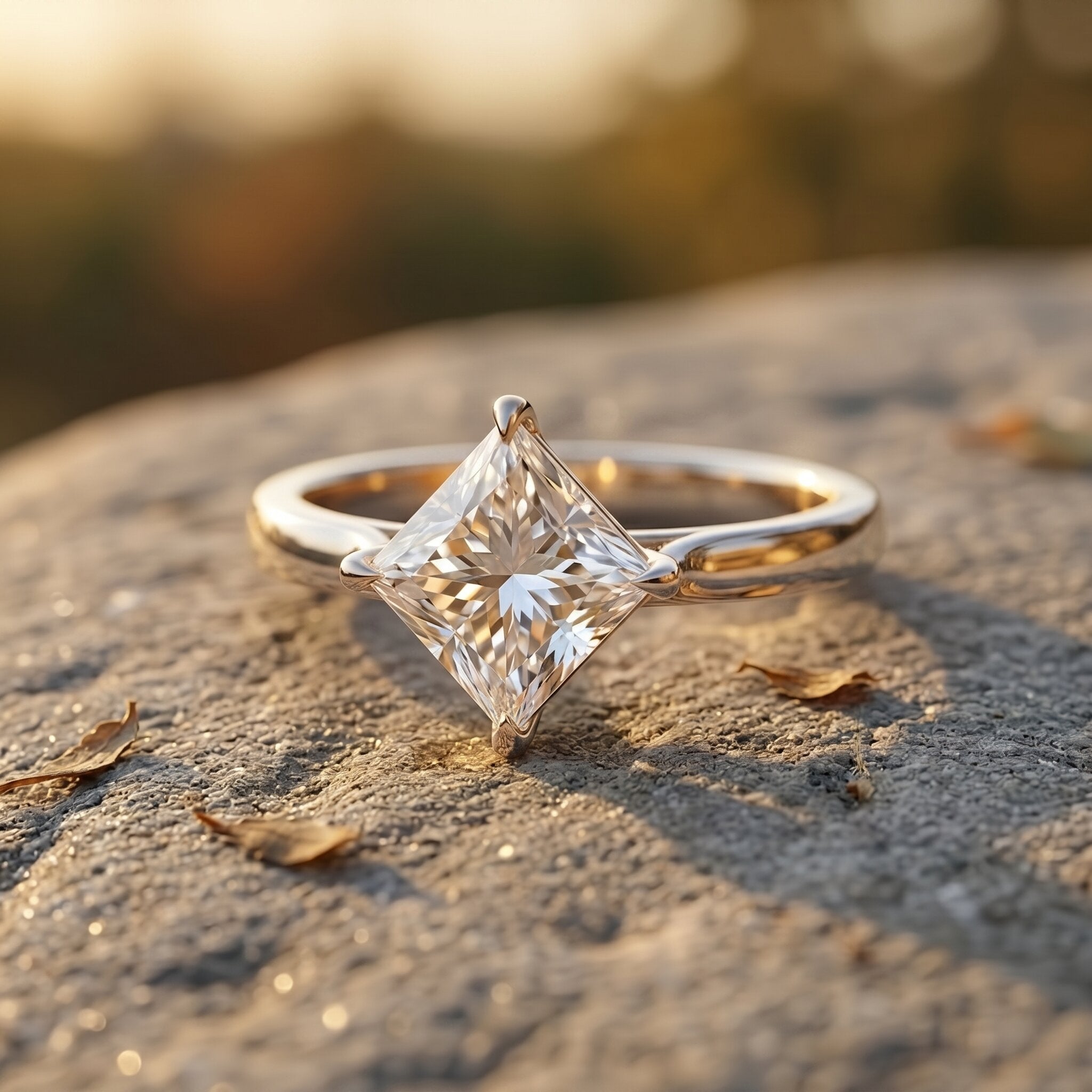 IGI Certified Lab Grown Diamond 3 Carat Princess Cut Engagement Ring Lab - ( E-VS1 ) - Rosec Jewels